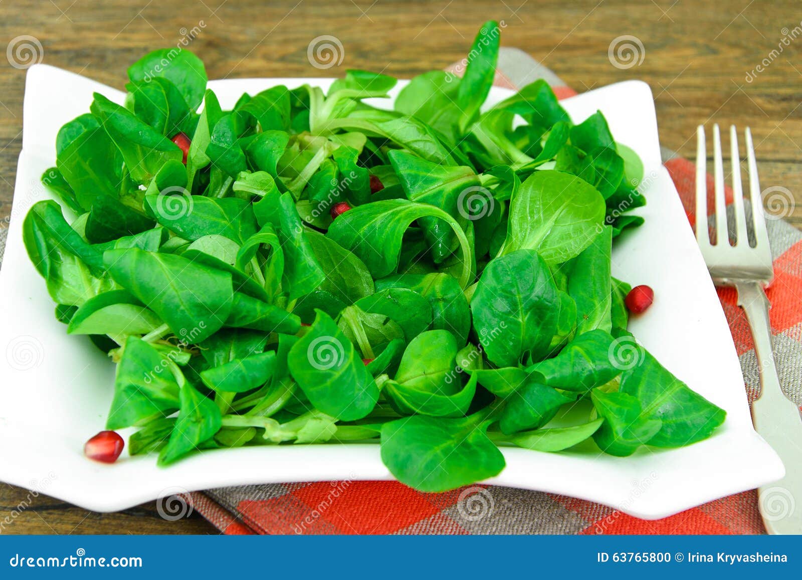 Green Fresh Salad on Plate stock photo. Image of leaf 63765800