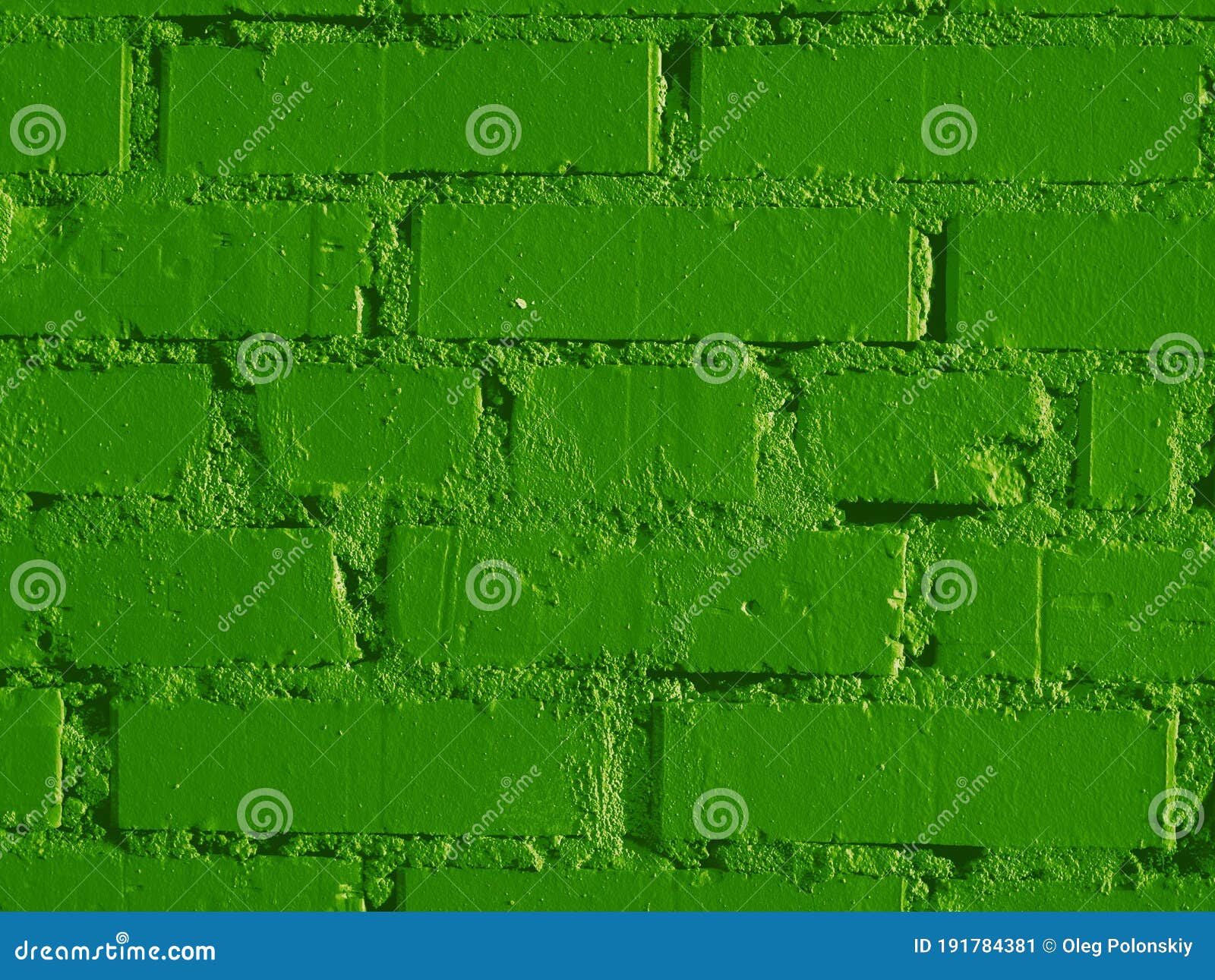 A Fragment of a Green Painted Brick Wall Stock Image Image of