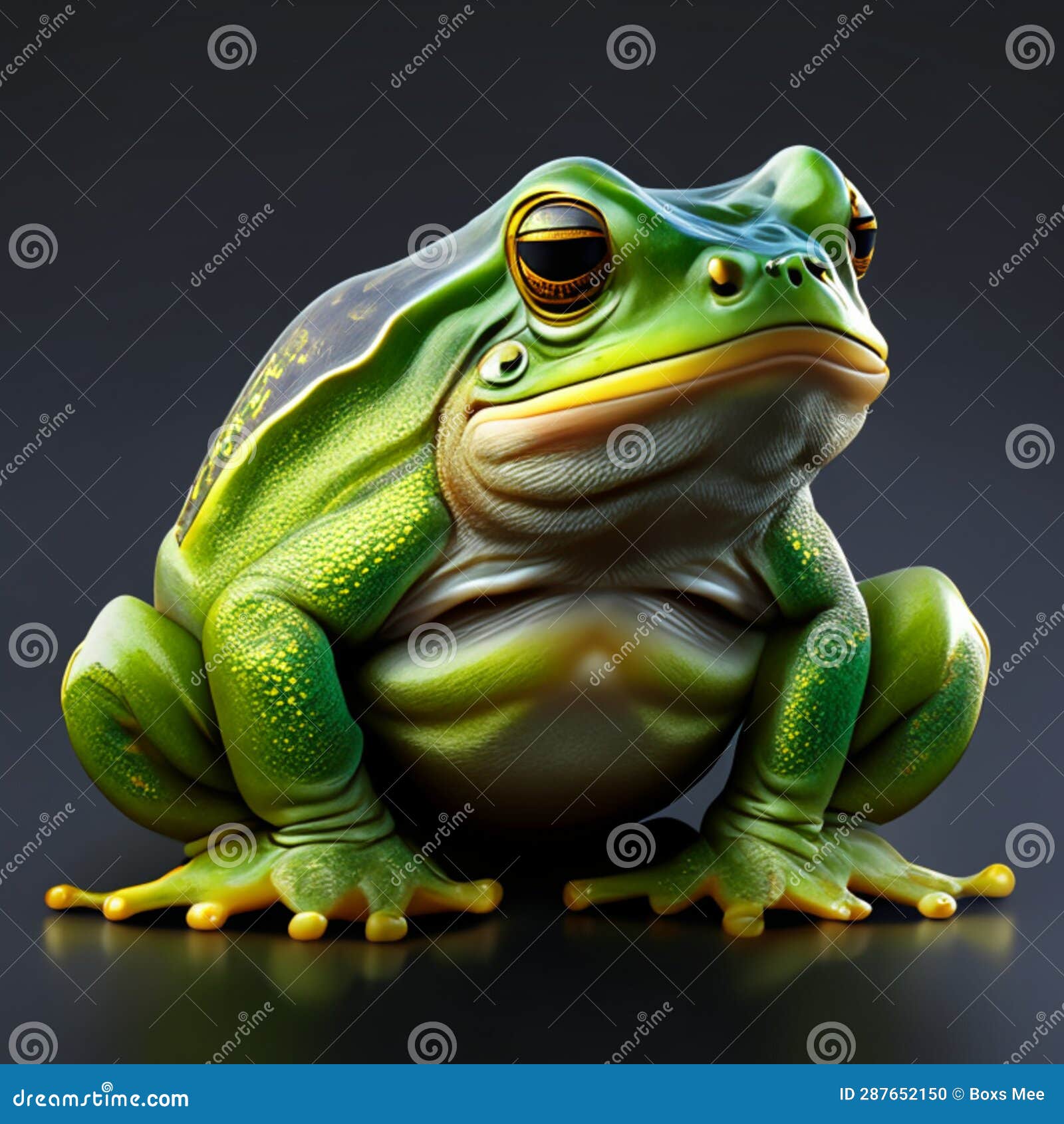 Green Frog on a Black Background. Isolated on a Black Background Stock