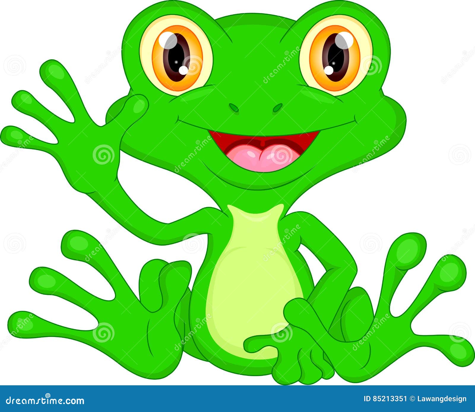 Green frog cartoon waving stock vector. Illustration of creature - 85213351