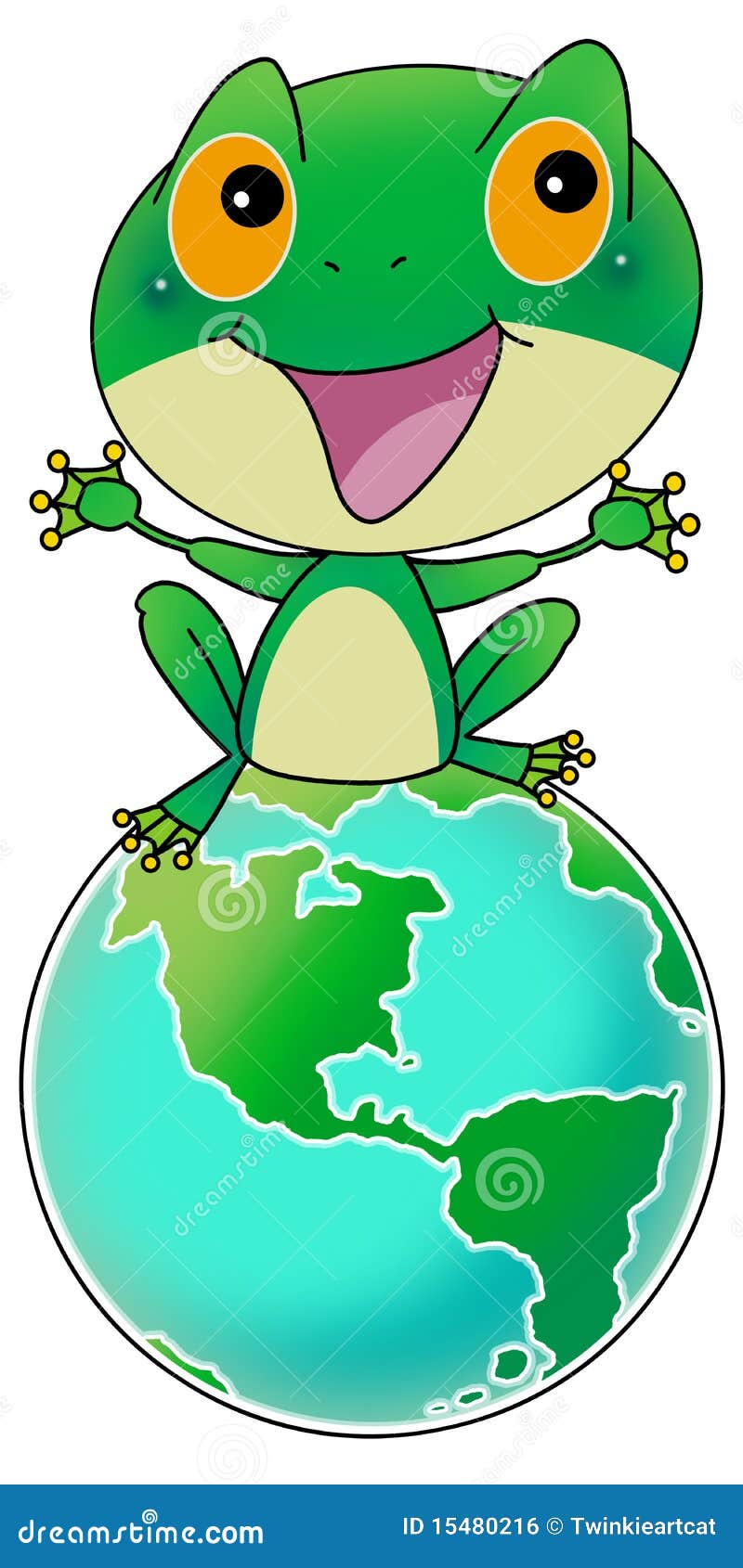 Green frog on earth stock illustration. Illustration of ...