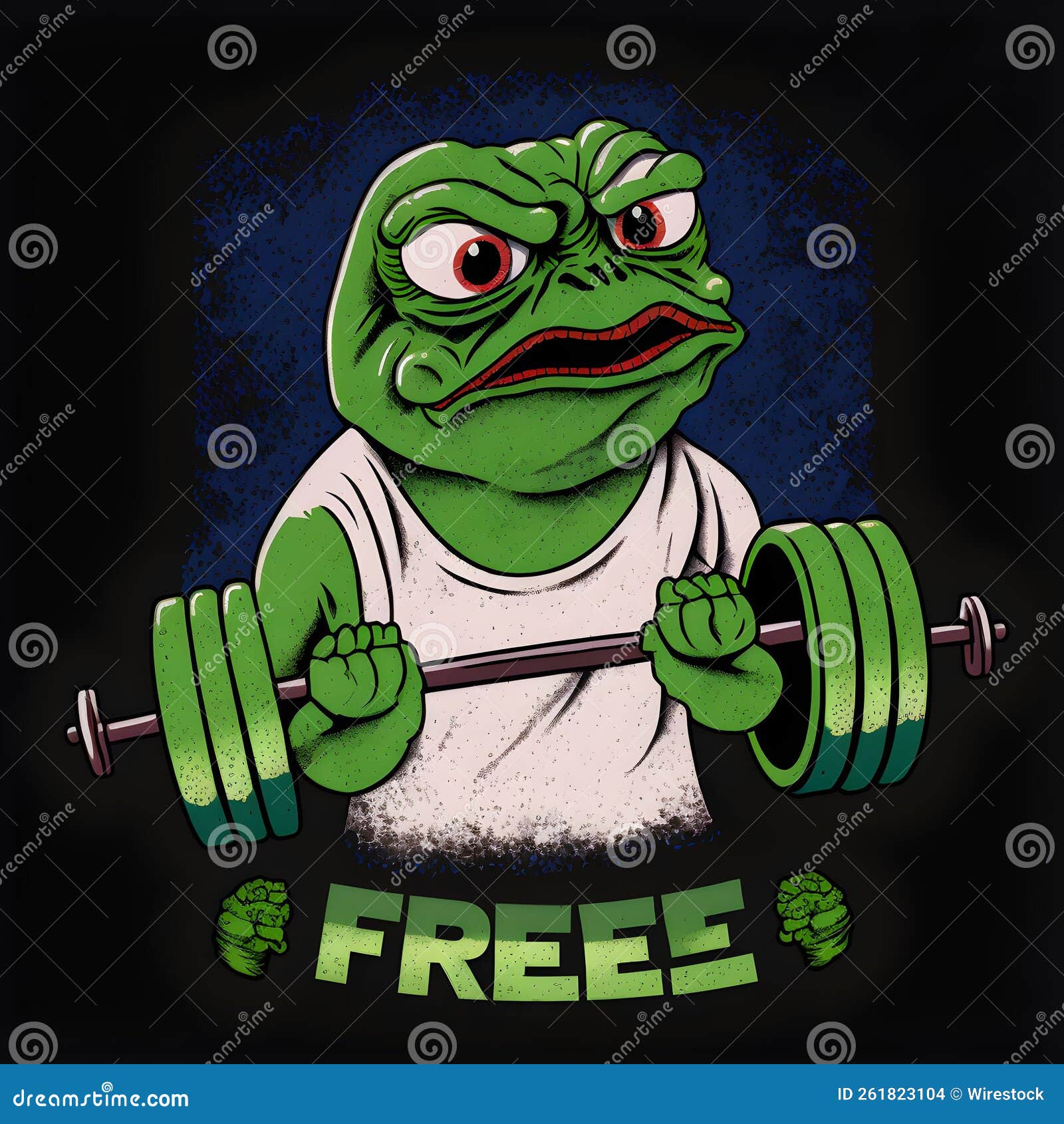 Green frog lifting weights stock illustration. Illustration of wildlife