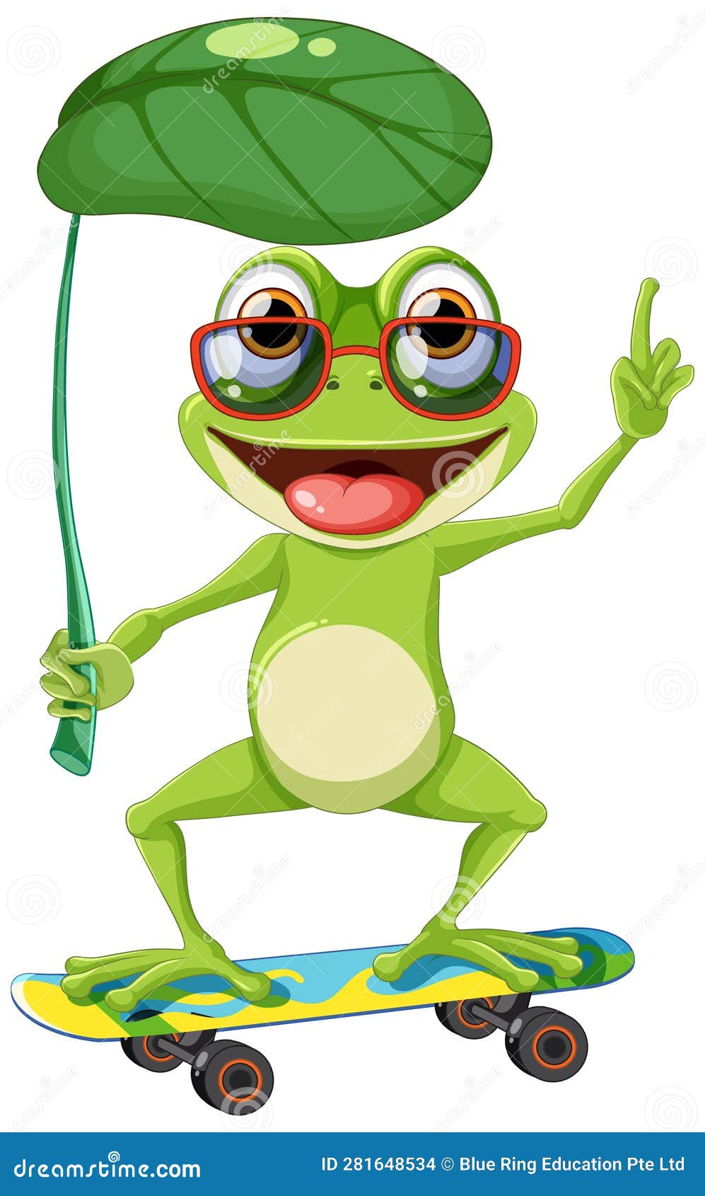 Green Frog Playing Skateboard Stock Vector Illustration of cute