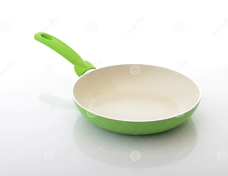 Green Frying Pan with Ceramic Coating Stock Image Image of deep, meal