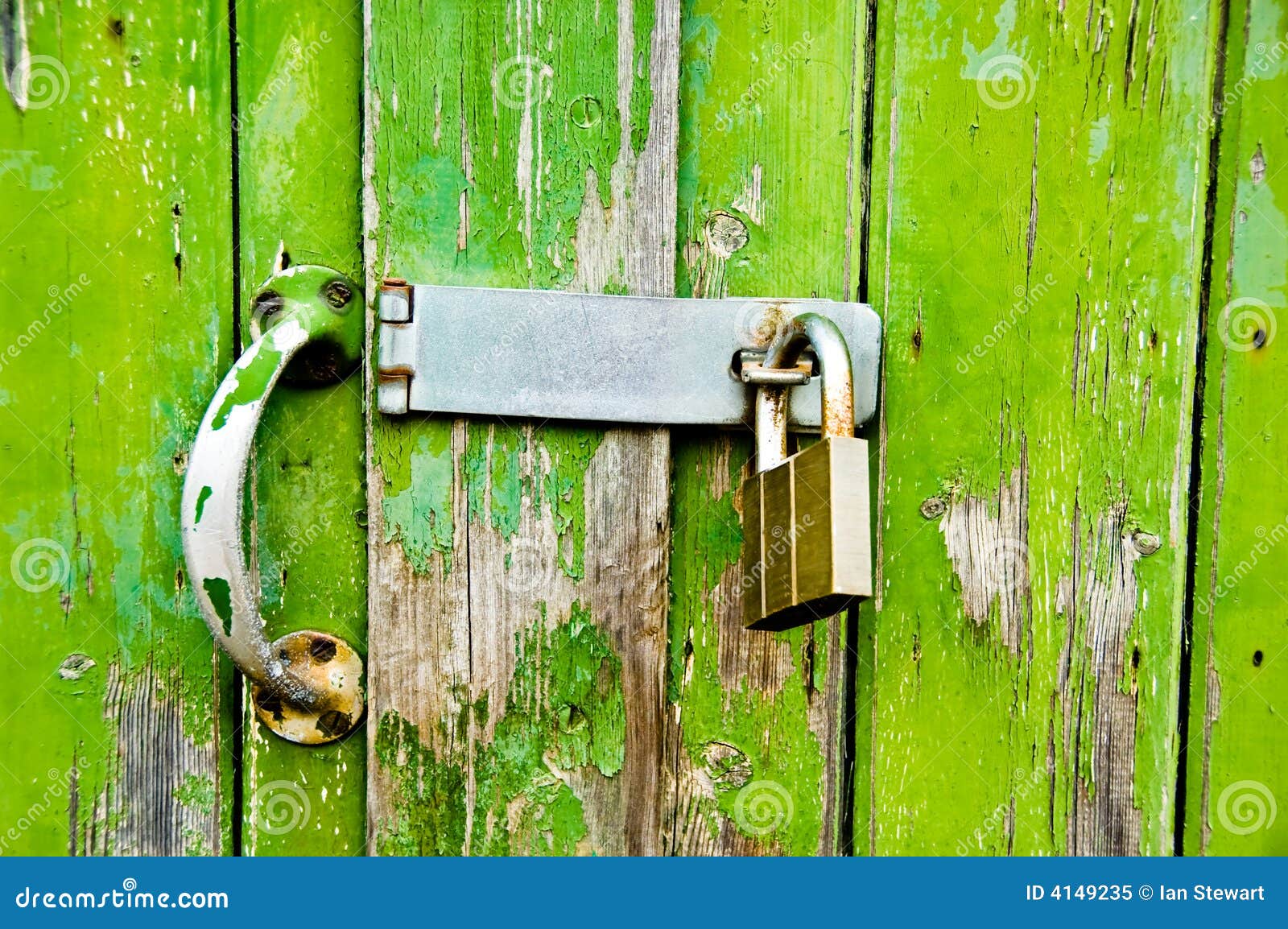 Green Garage Door Lock stock image. Image of structure 4149235