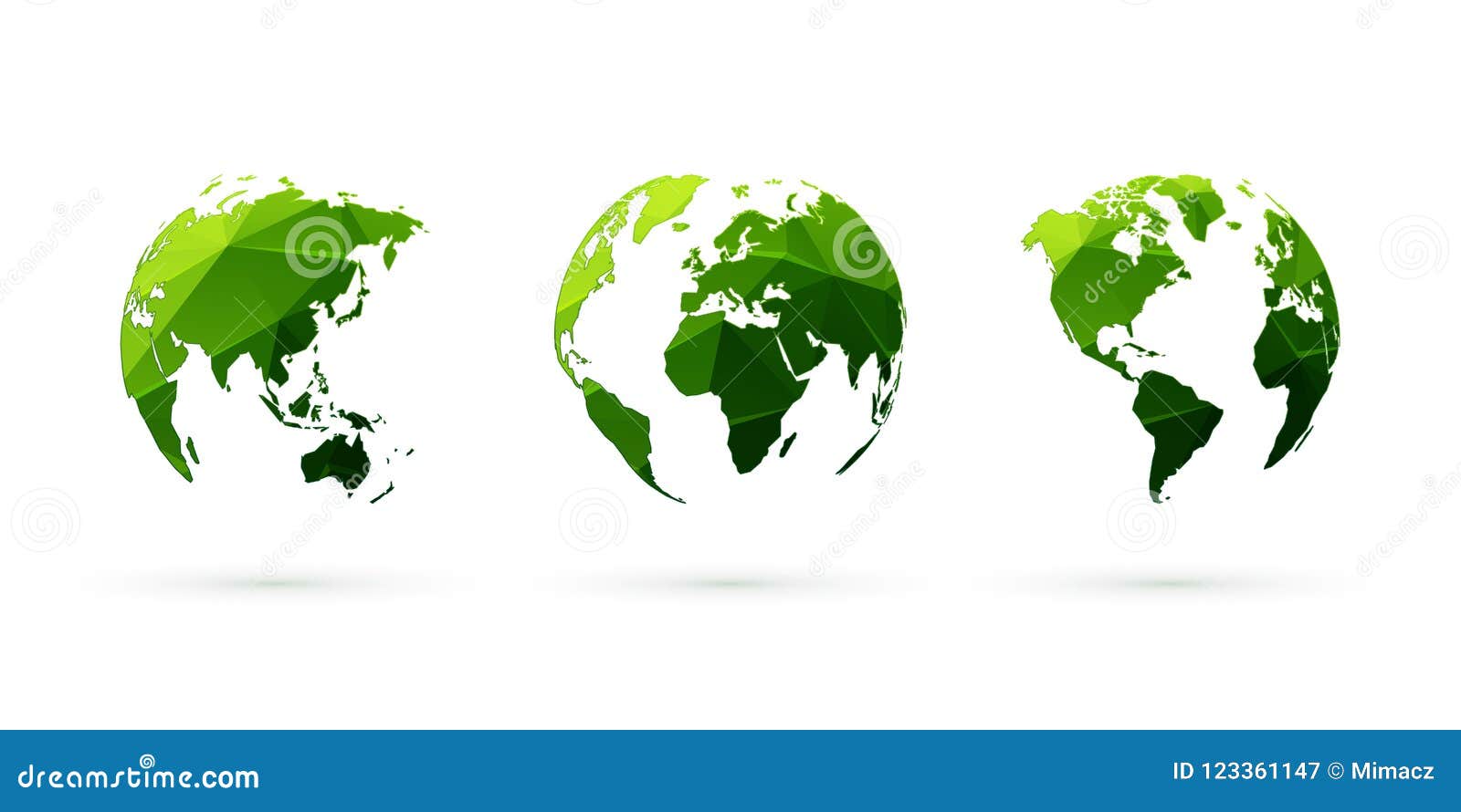 green geometric globes  set world planet earth