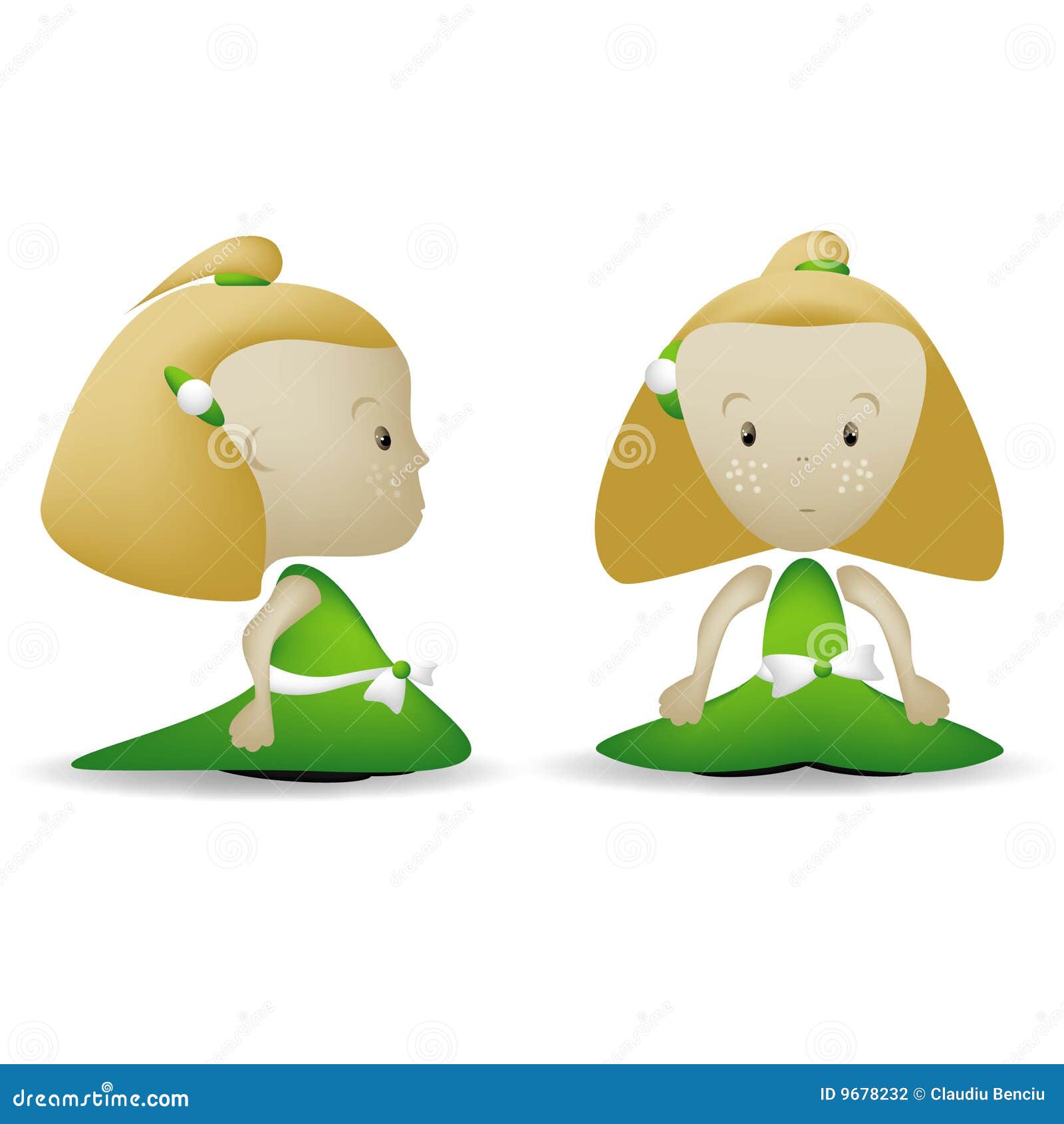 Green Girl Front stock vector. Illustration of hair, face 9678232