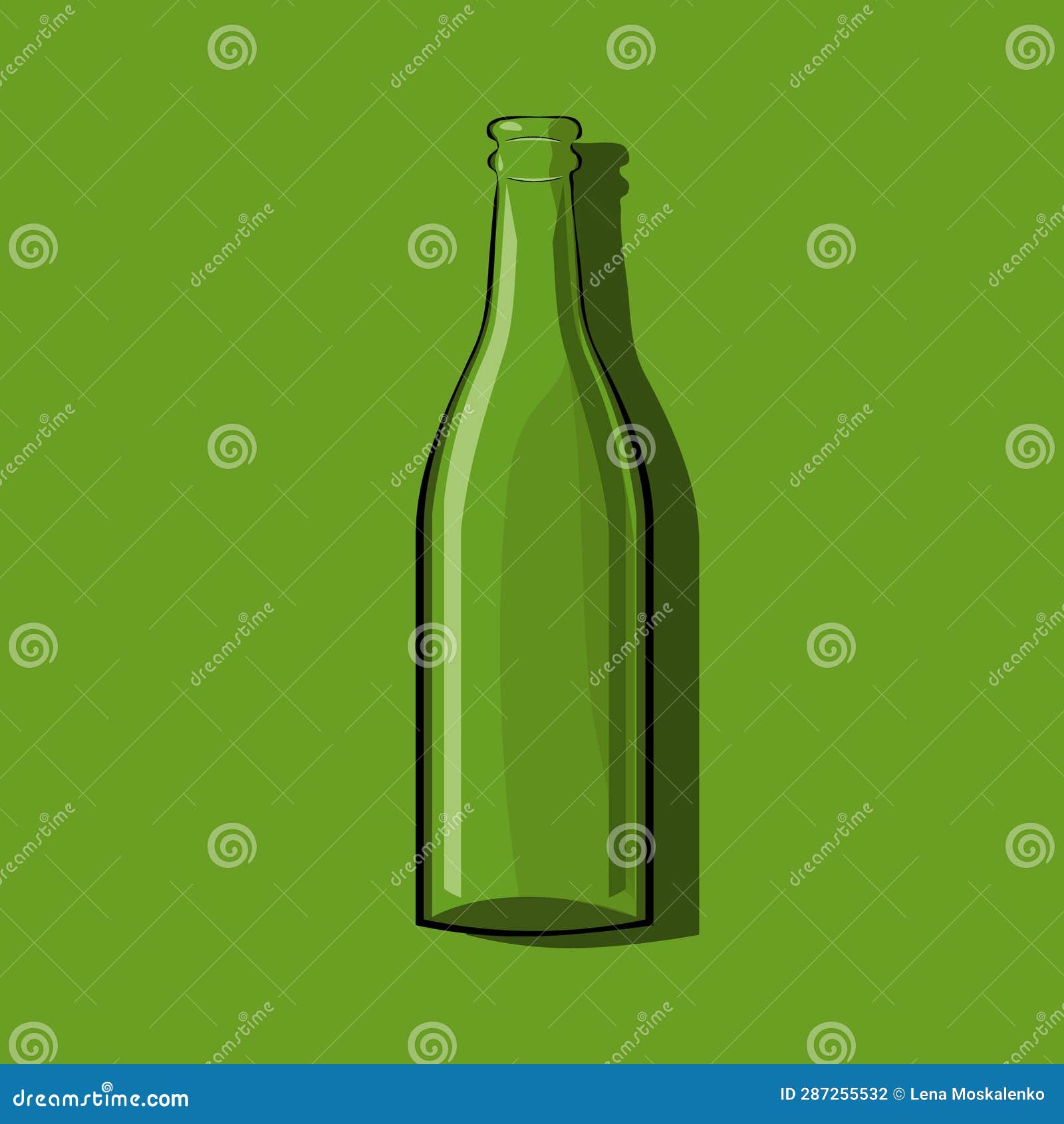 Green Glass Bottle on a Green Background Stock Illustration