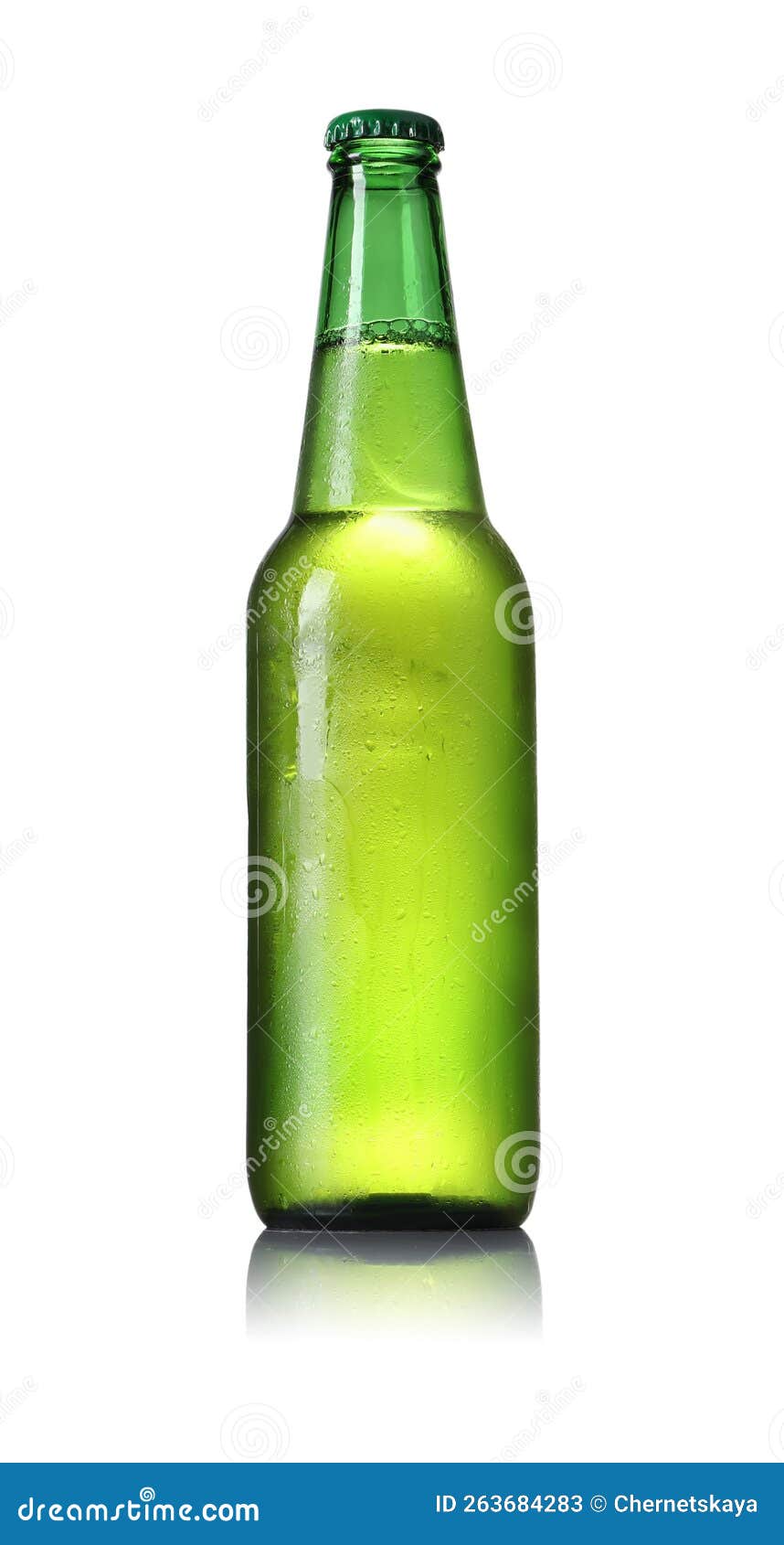 Green Glass Bottle of Beer Isolated on White Stock Image Image of
