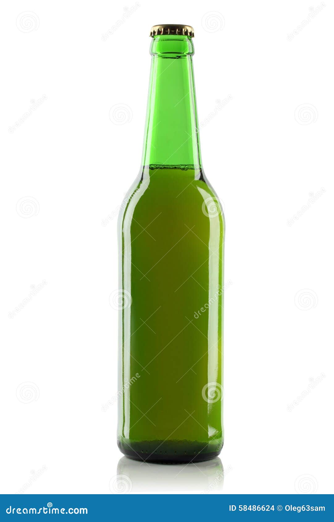 Green Glass Bottle of Beer. Stock Photo Image of full, drink 58486624