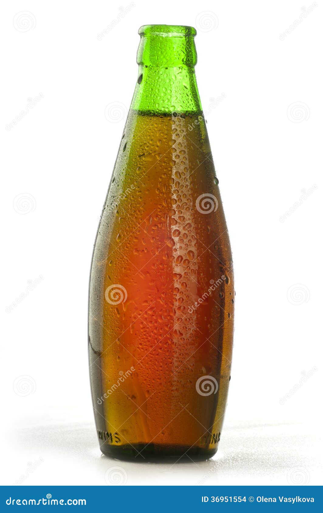 Green Glass Bottle of Beer on White Background Stock Photo Image of