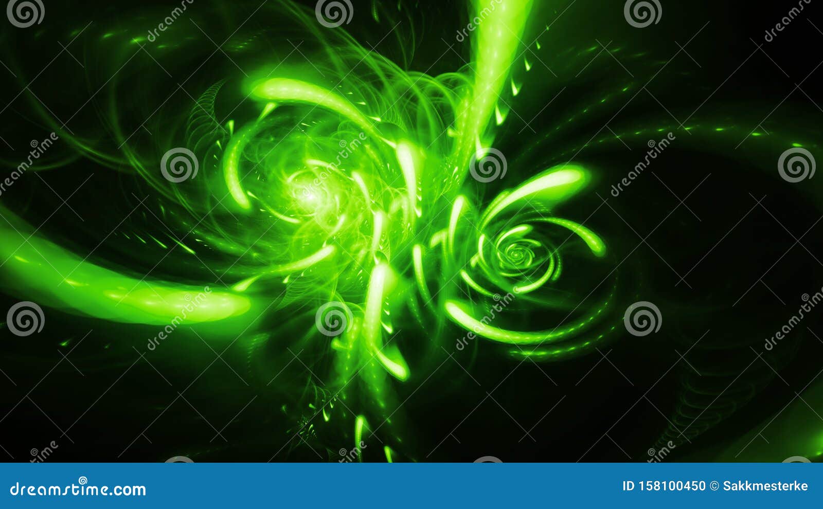 Green Glowing Double Spiral Spinning Energy in Space Stock Illustration Illustration of deep