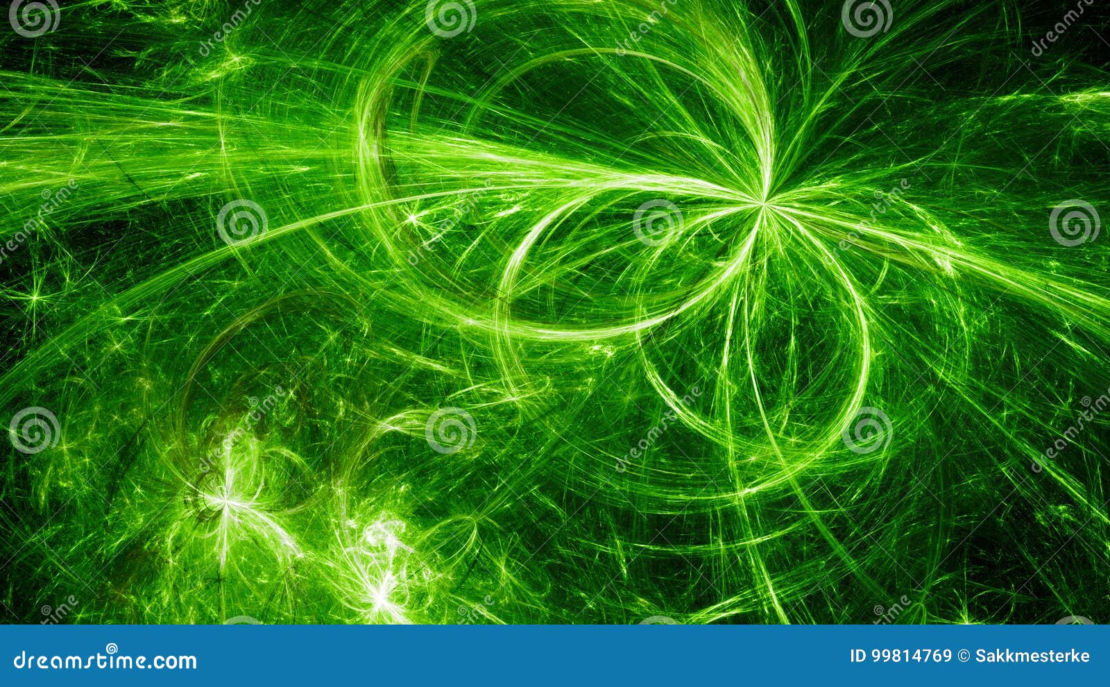 Green Glowing Plasma Fields in Space Stock Illustration