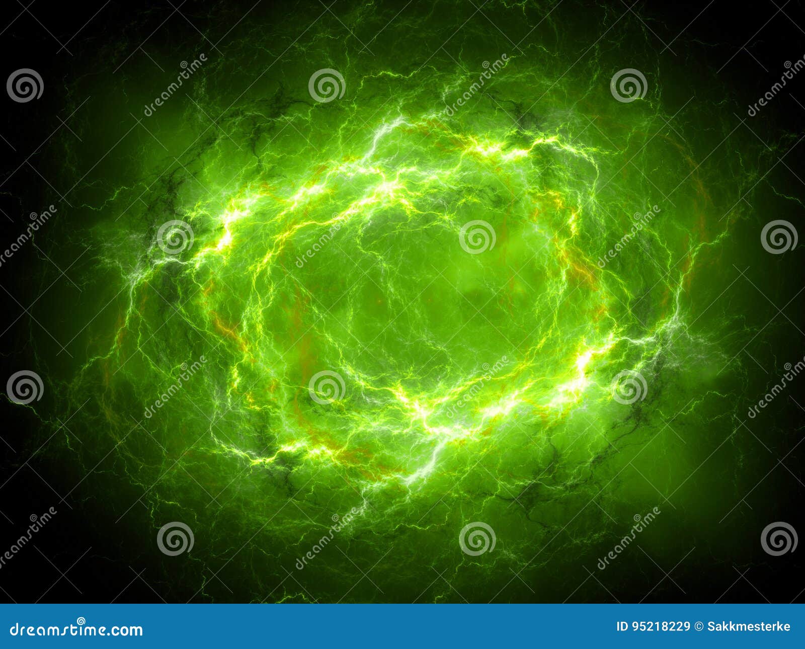 Green Glowing Plasma Lightning in Space Stock Illustration