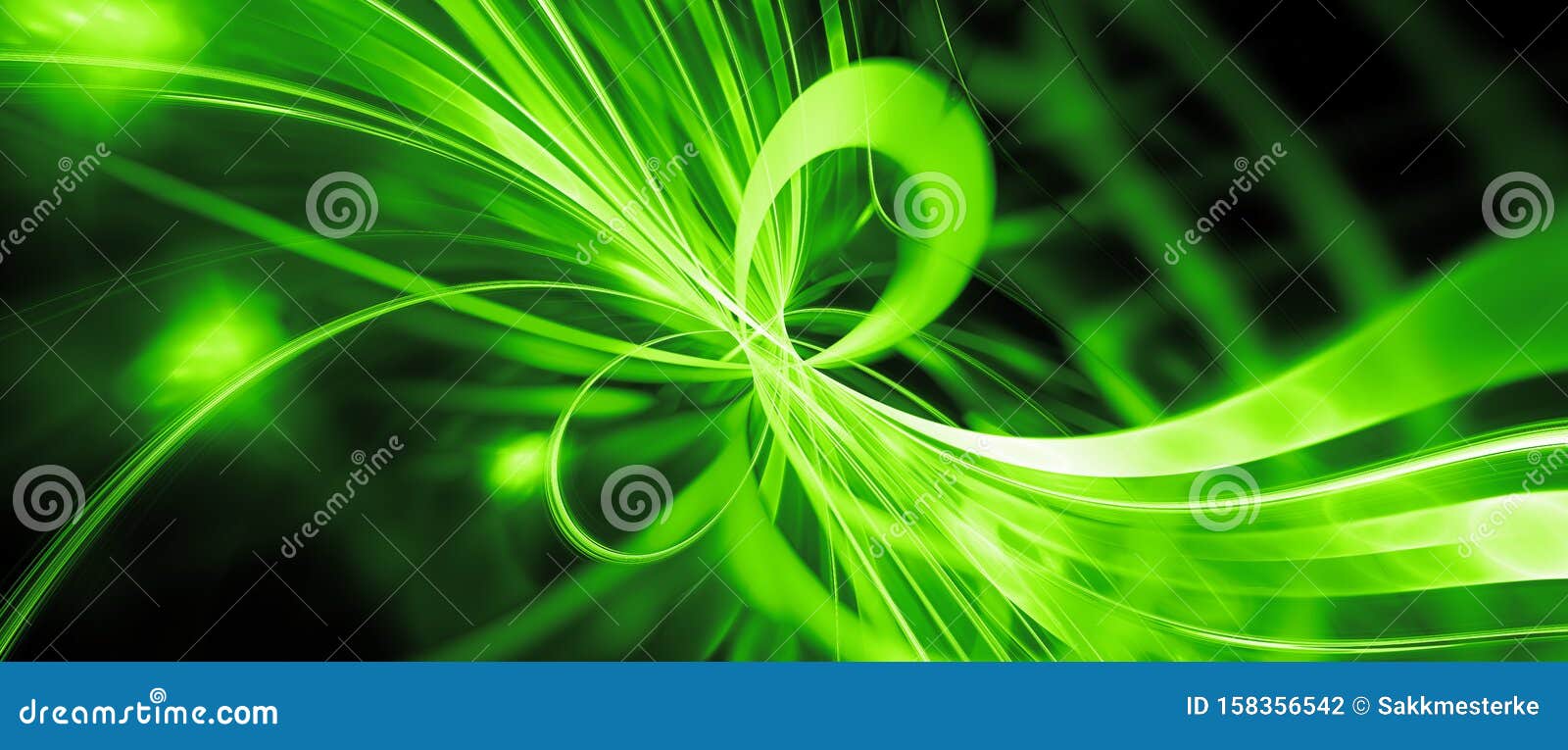 Green Glowing Quantum Mechanics Widescreen Background Stock