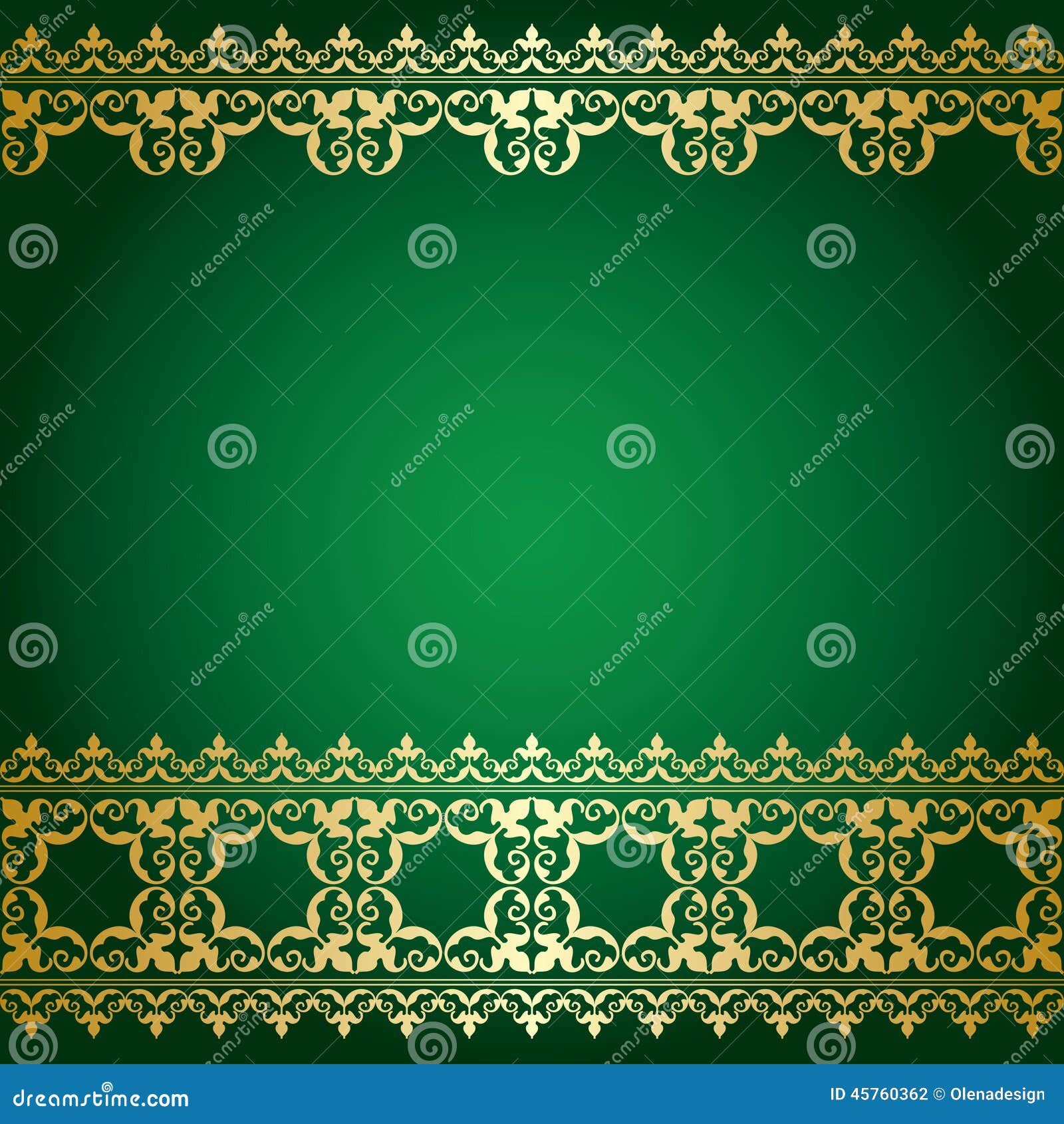 Green And Gold Background With Vintage Border Vector Stock Vector