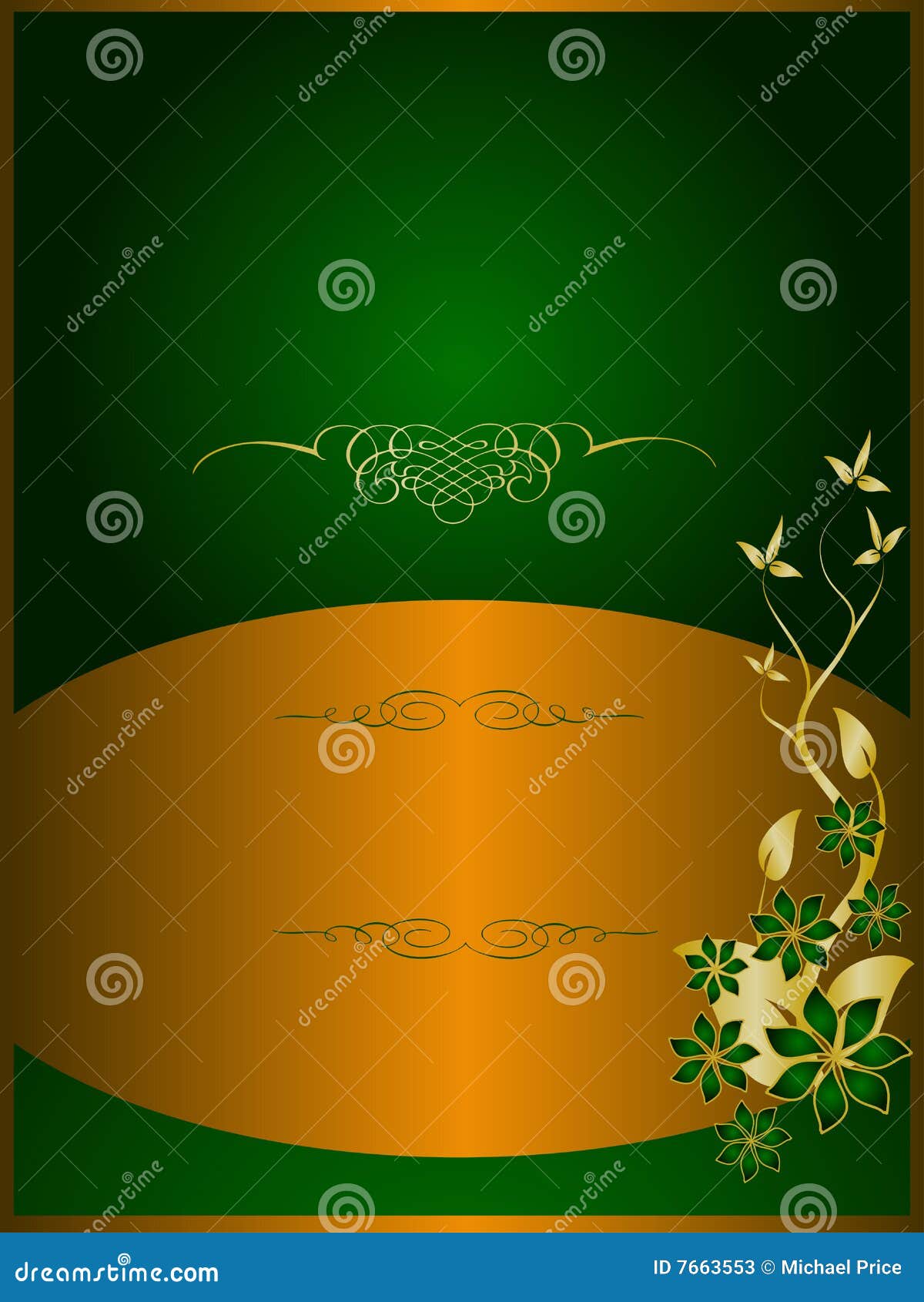 Green and Gold Floral Background Stock Vector Illustration of green