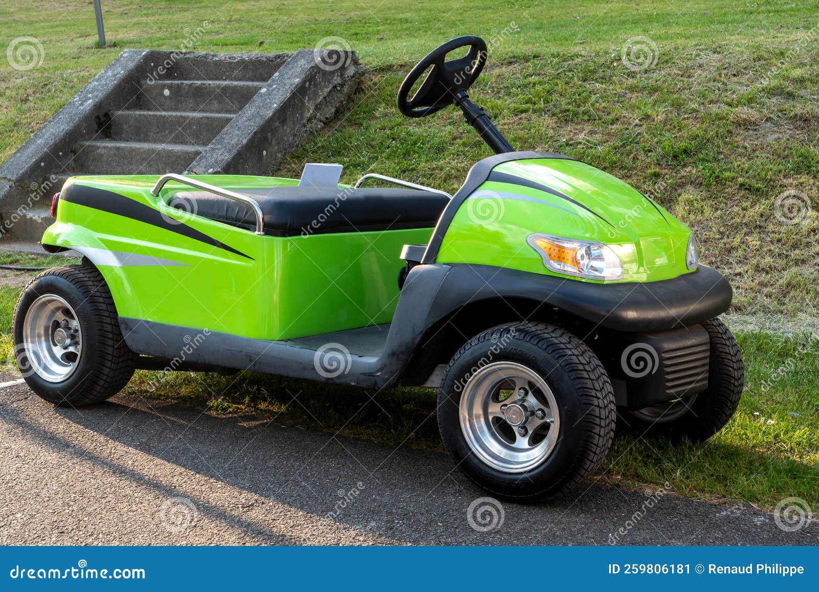 Green Golf Cart on the Golf Course Stock Image Image of drive, people