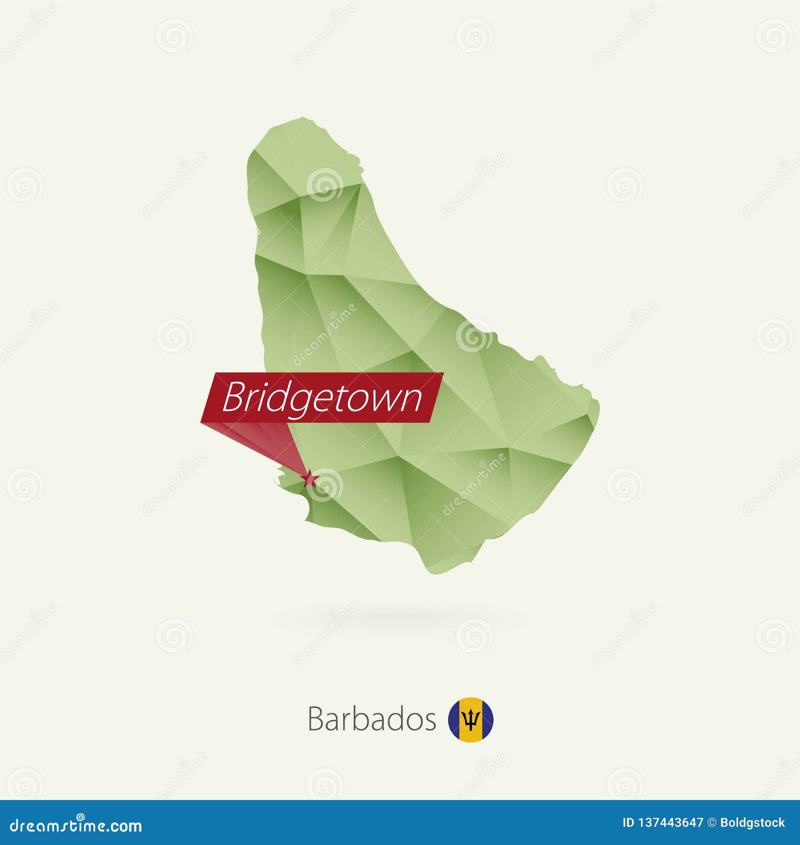 Green Map Of Barbados With Outline Vector Design Template. Editable ...