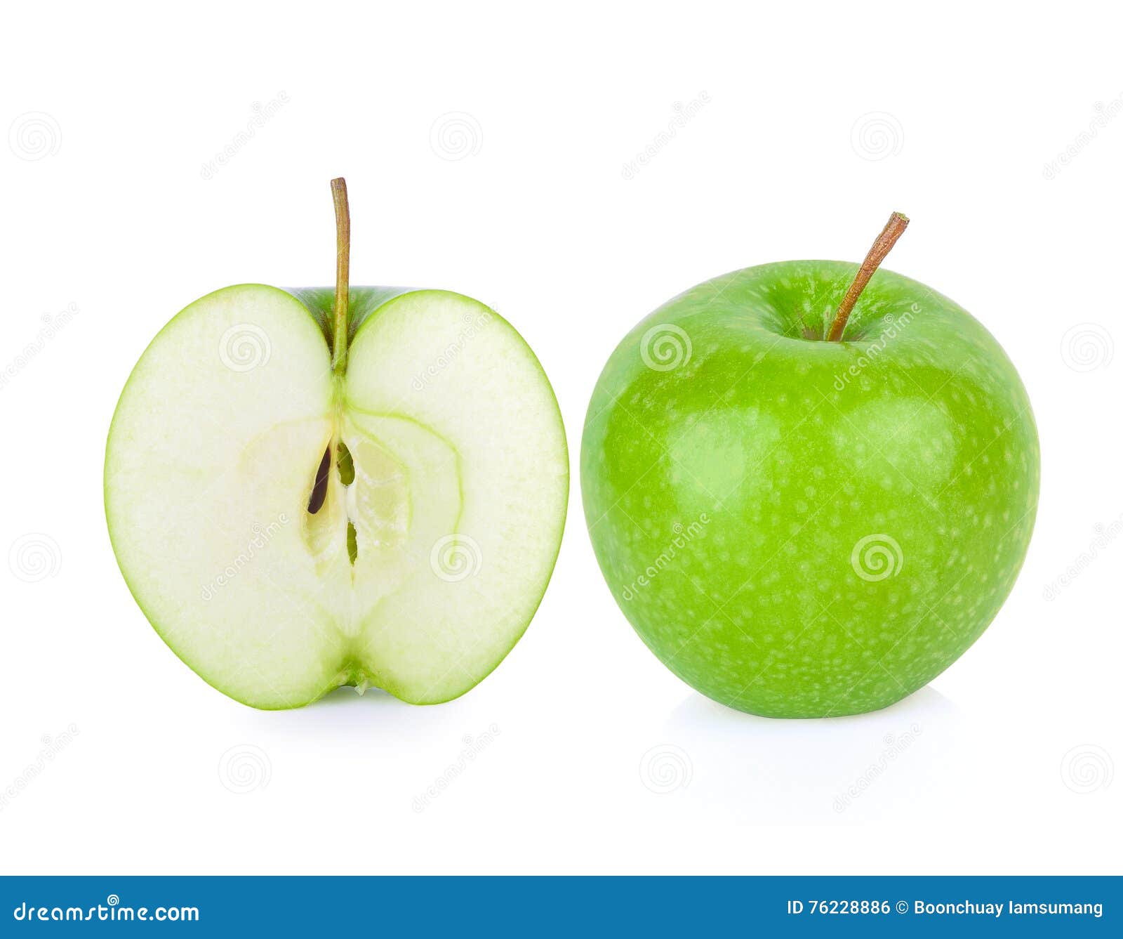Green Granny Smith Apple on White Background Stock Photo Image of