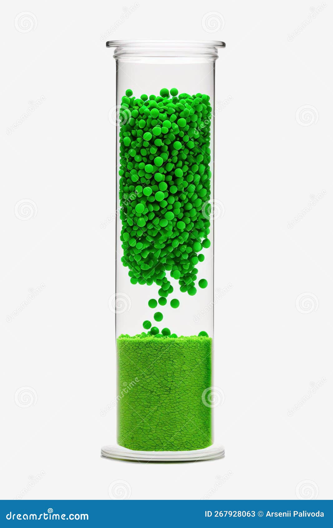 Green Granules of Biodegradable Plastic in Lab Tube Stock Illustration
