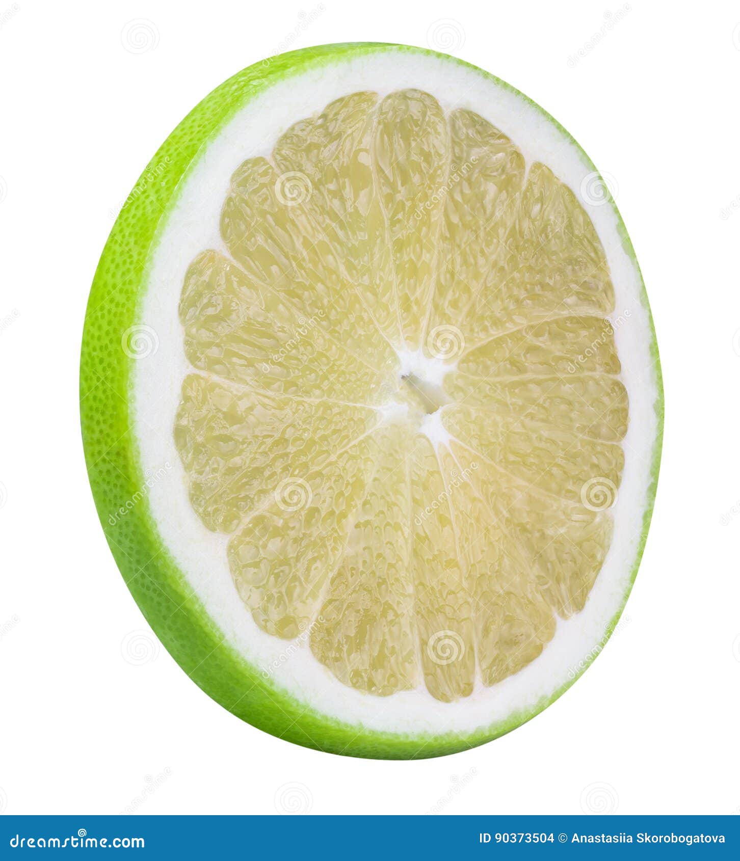 Green Grapefruit, Sweetie, White Grapefruit Isolated on White Ba Stock