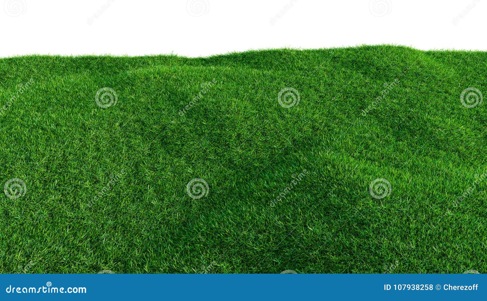 green grass field on small hills, 