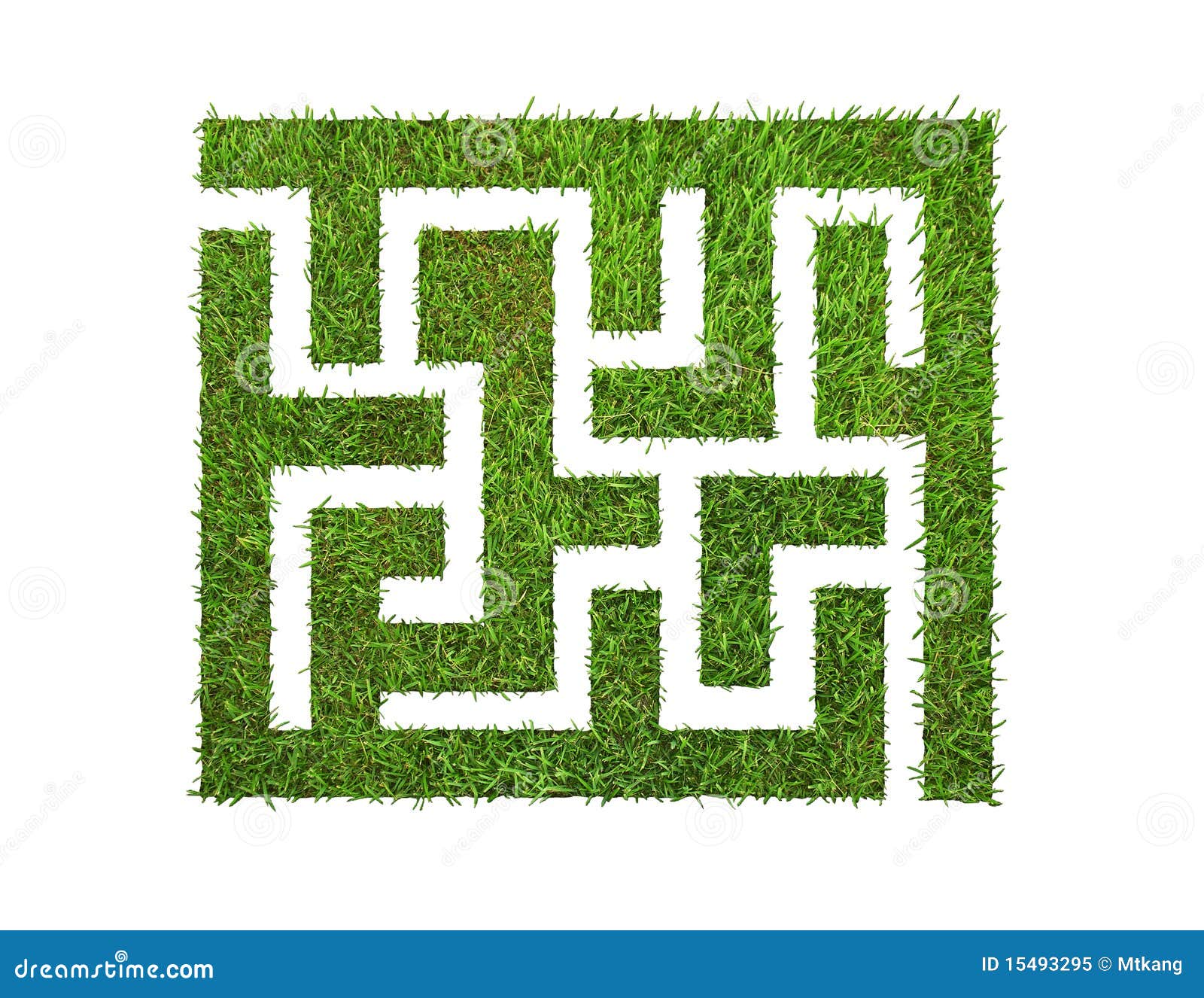 Green Grass Maze, Isolated On White Royalty Free Stock Photo - Image