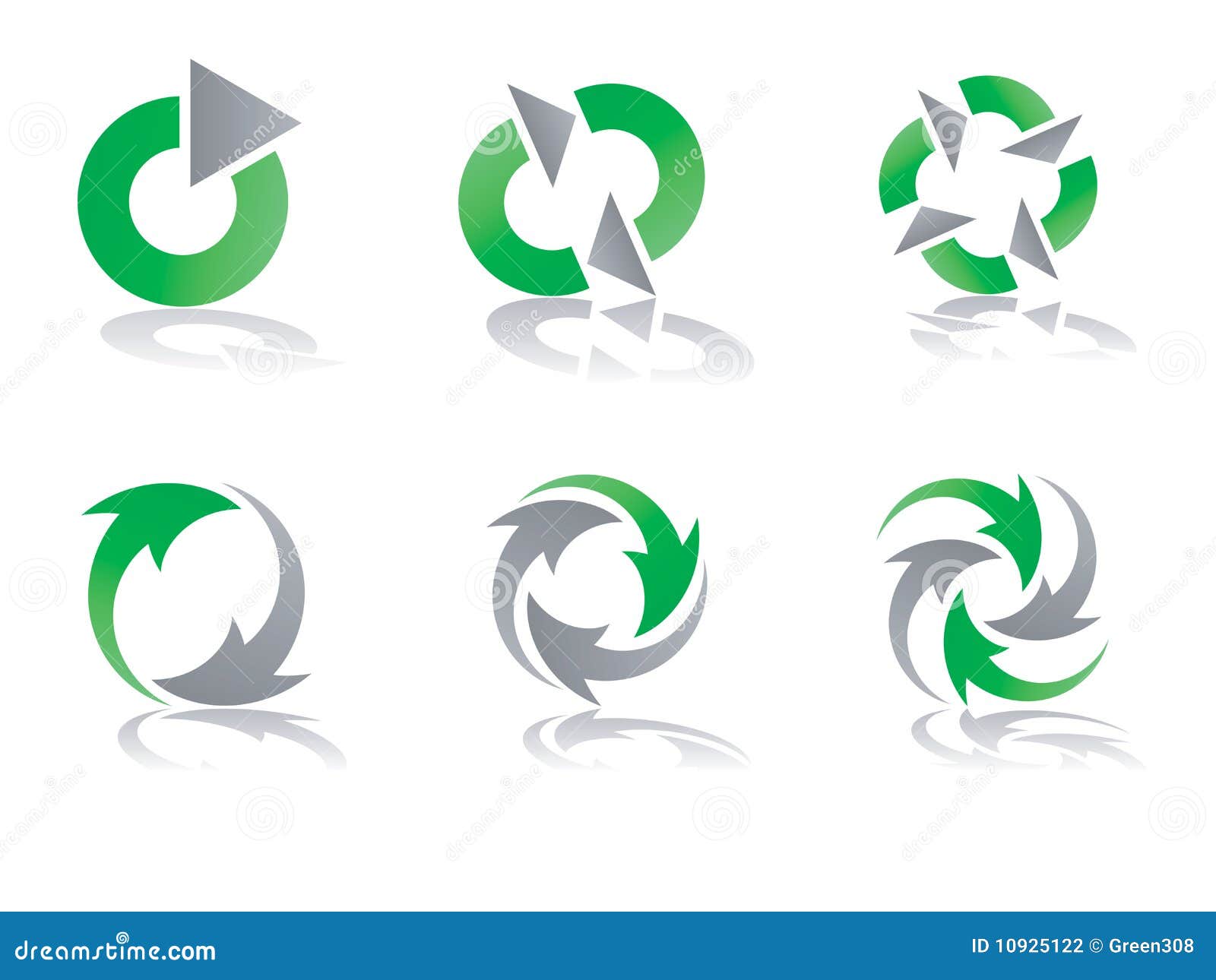 Green and Grey Recycling Vector Logo Designs Stock Vector