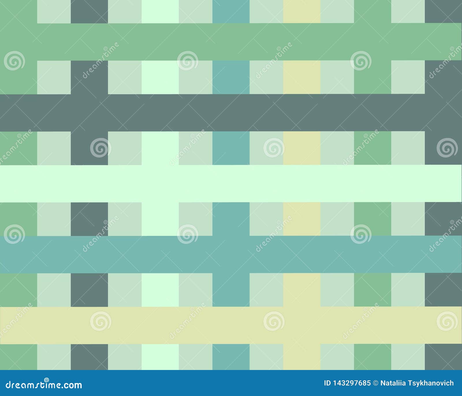 Green Grid on White Background. Pastel Mosaic in Geometric Style with Gradient. Stock Vector