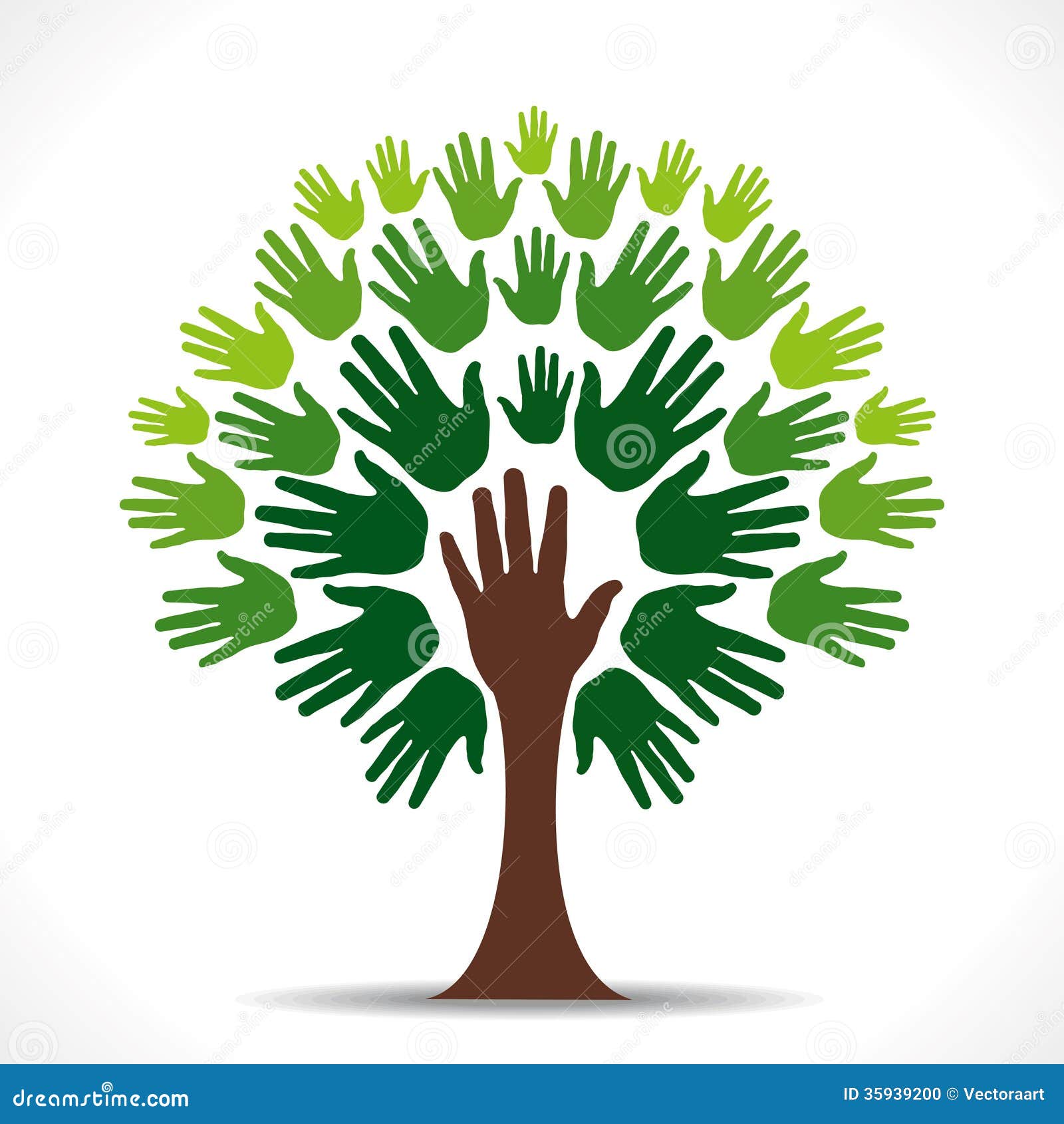 Go Green Hand Concept Tree Cartoon Vector | CartoonDealer.com #32018221