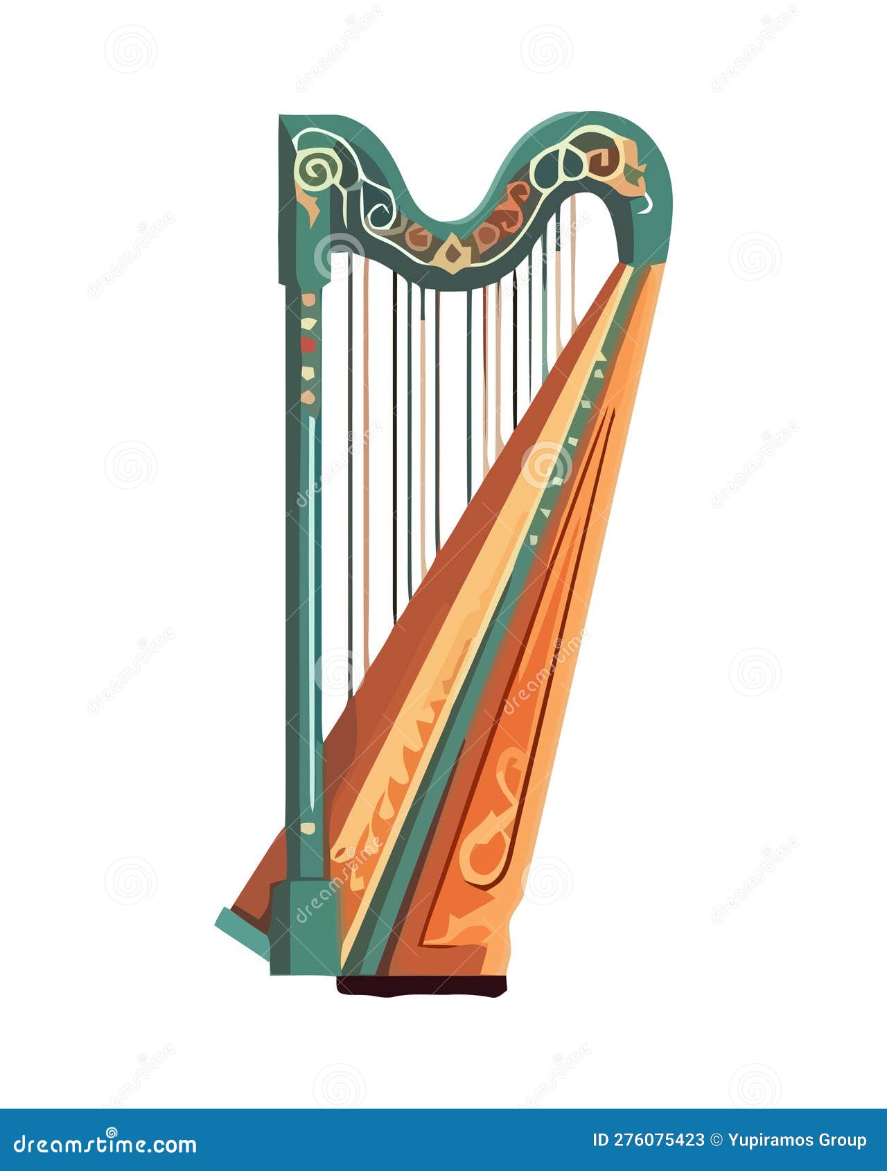 Green Harp Musical Instrument String Stock Vector Illustration of