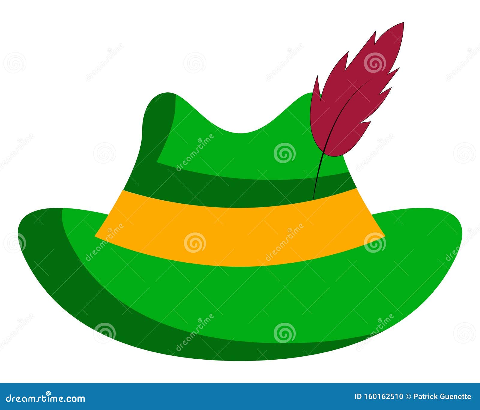 Clipart of a Green Hat Stuck with a Feather, Vector or Color ...