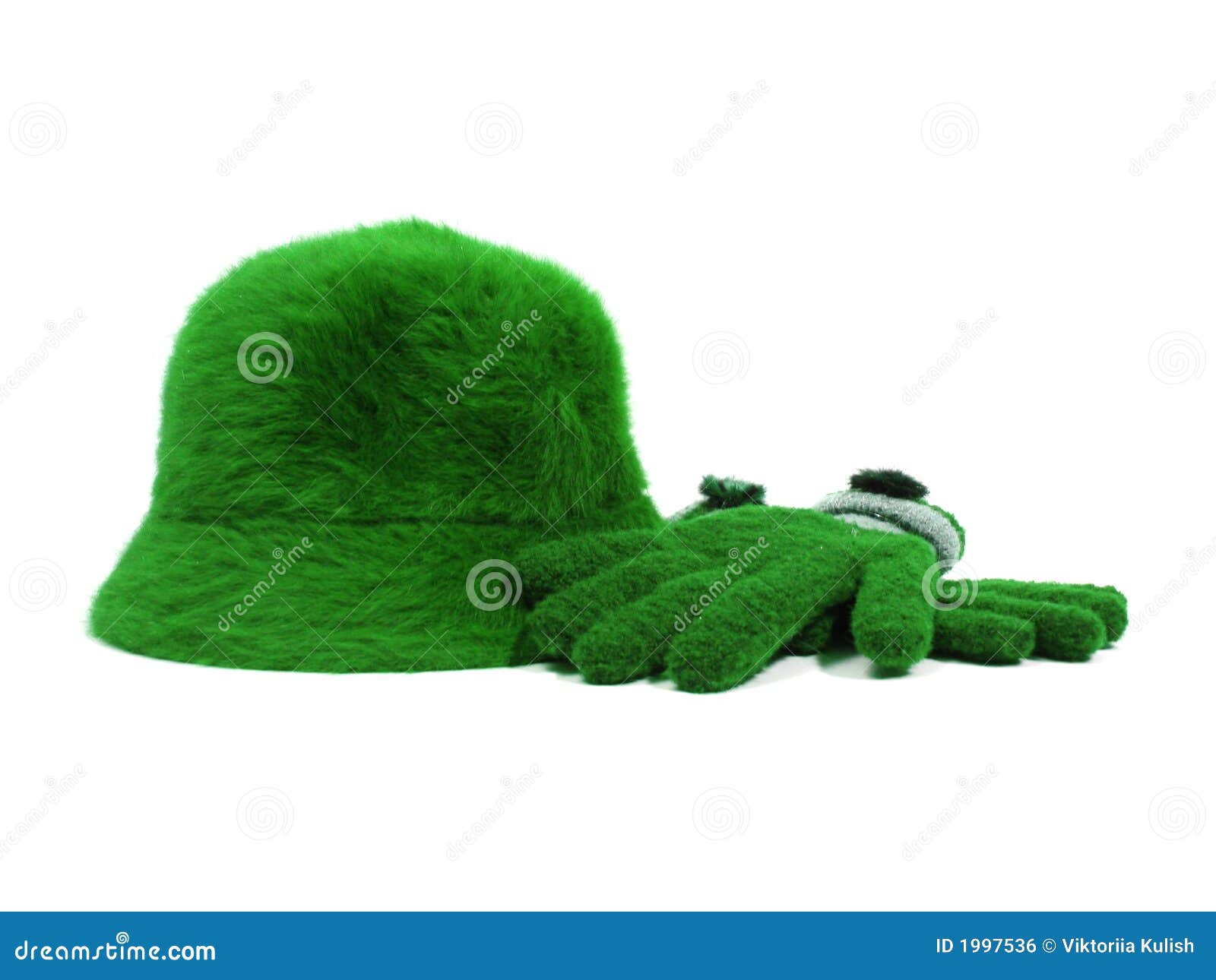 Green Hat and Gloves Over White Background Stock Photo Image of