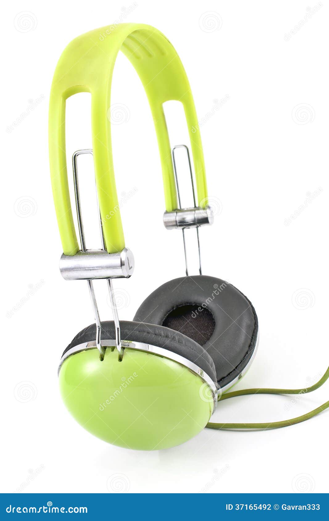 Green headphones stock photo. Image of speaker, closeup 37165492