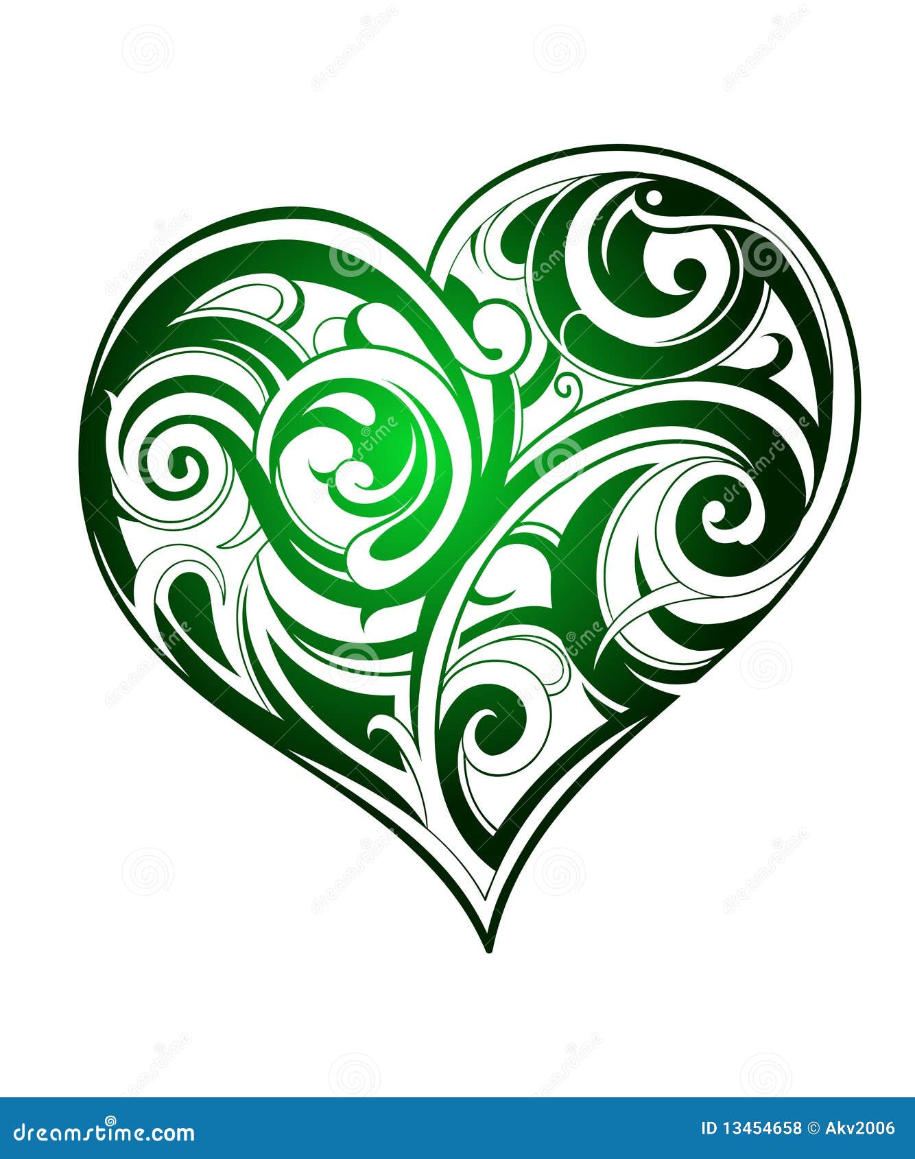 Green heart stock vector. Illustration of heart, decorative 13454658