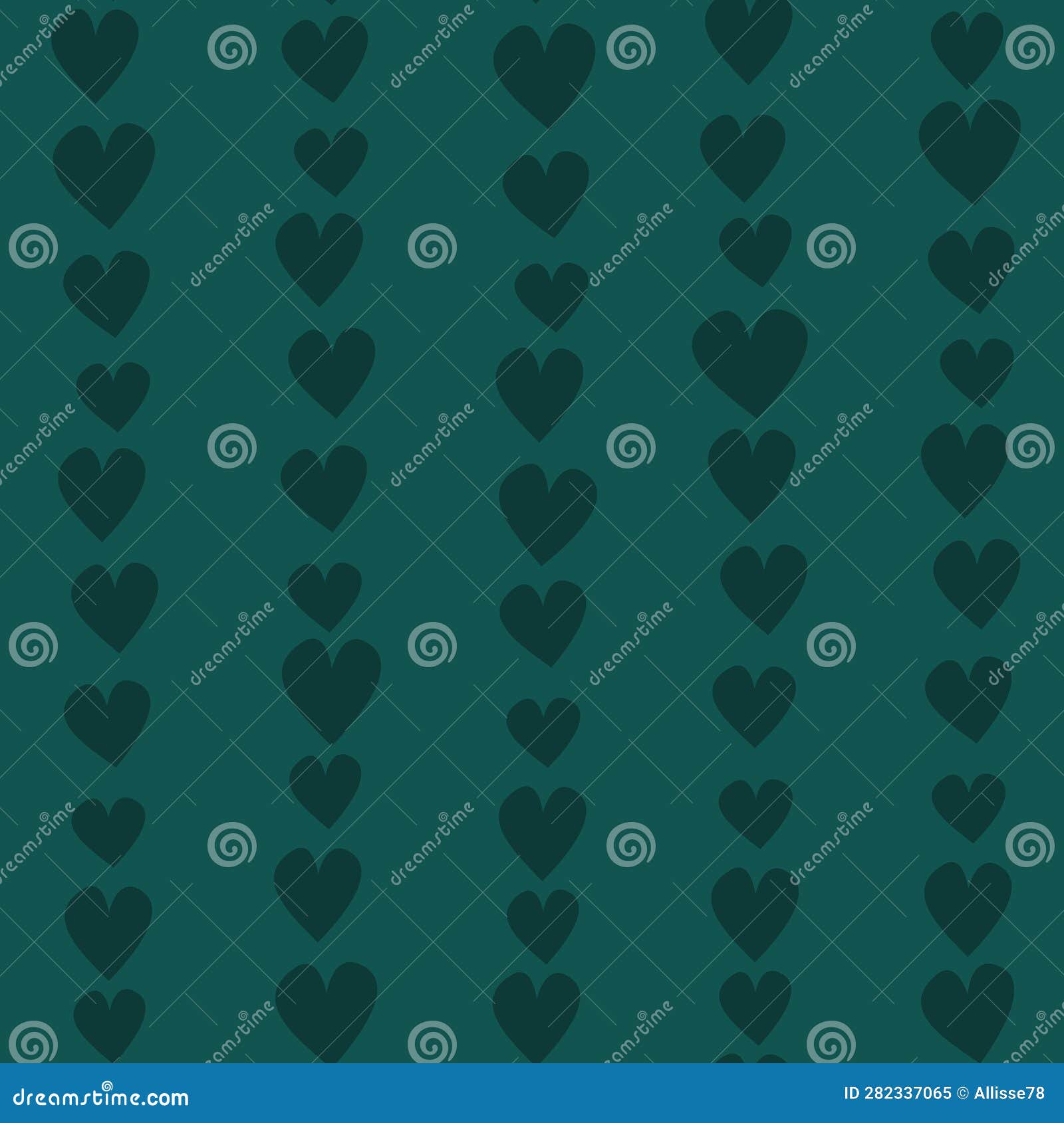 Green Hearts Seamless Vector Pattern Background Illustration Stock