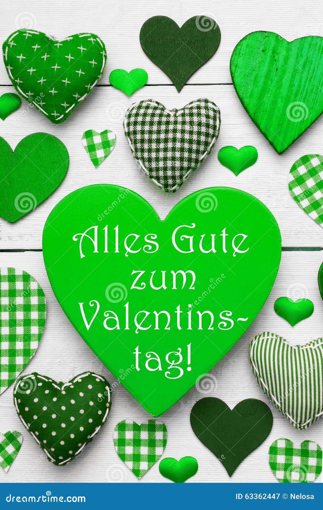 Green Hearts Texture Text Valentinstag Means Happy Valentines Day