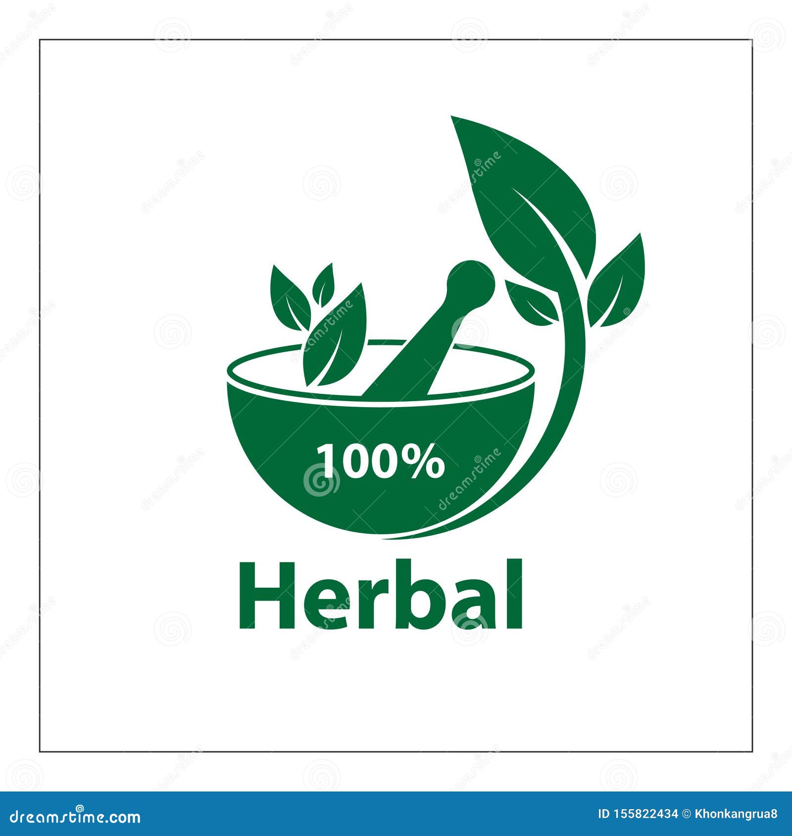 Green Herbal Logo Template,herbal 100 on White Background Stock Vector