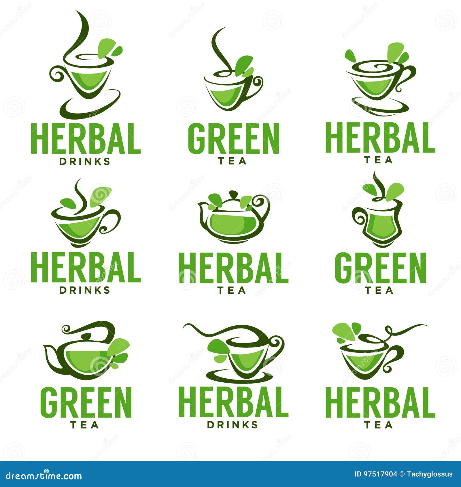 Green,herbal, Organic Tea, Vector Logo Stock Vector Illustration of