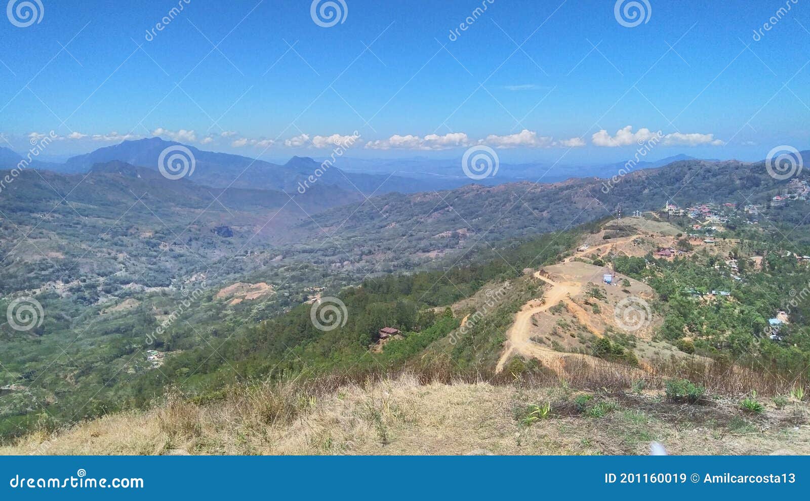 green hill view with blue sky in letefoho, timor-leste.