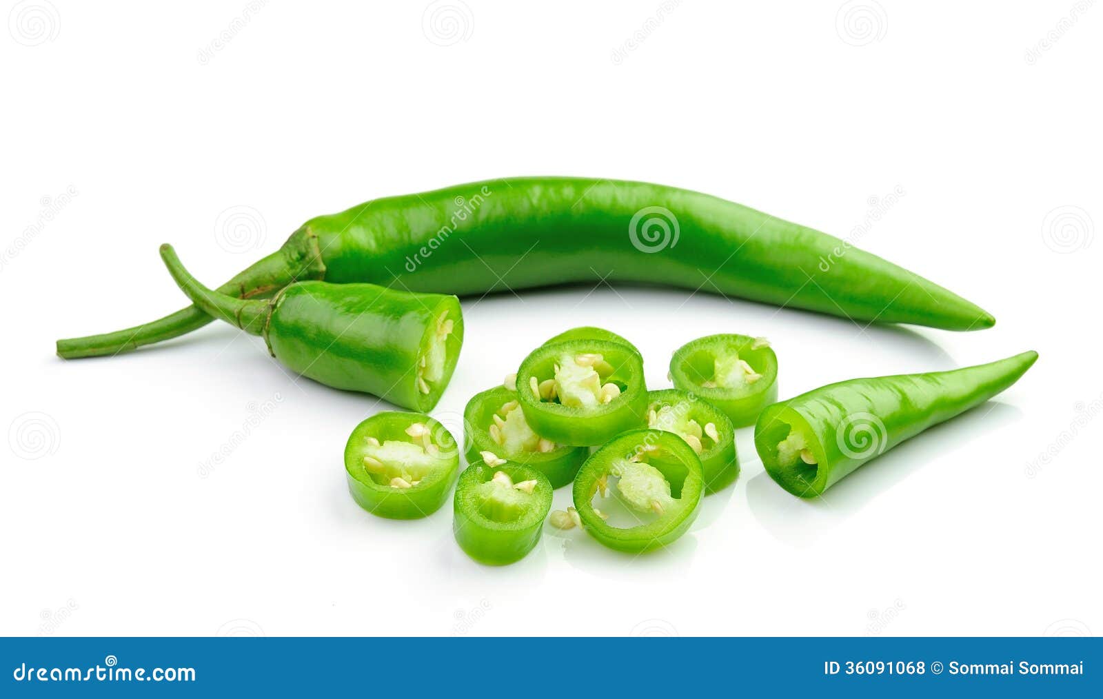 Green Hot Chili Pepper on White Stock Photo Image of ingredient