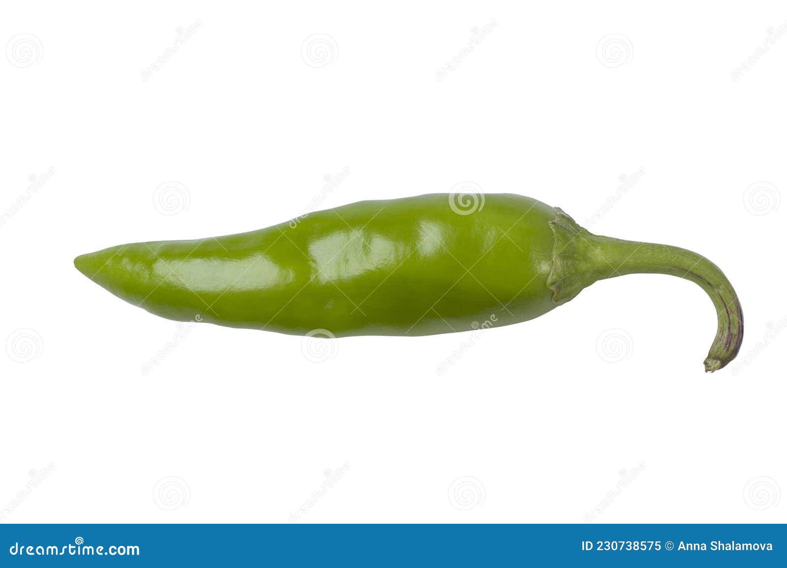 Green Hot Chili Peppers Isolated on White Background Stock Image