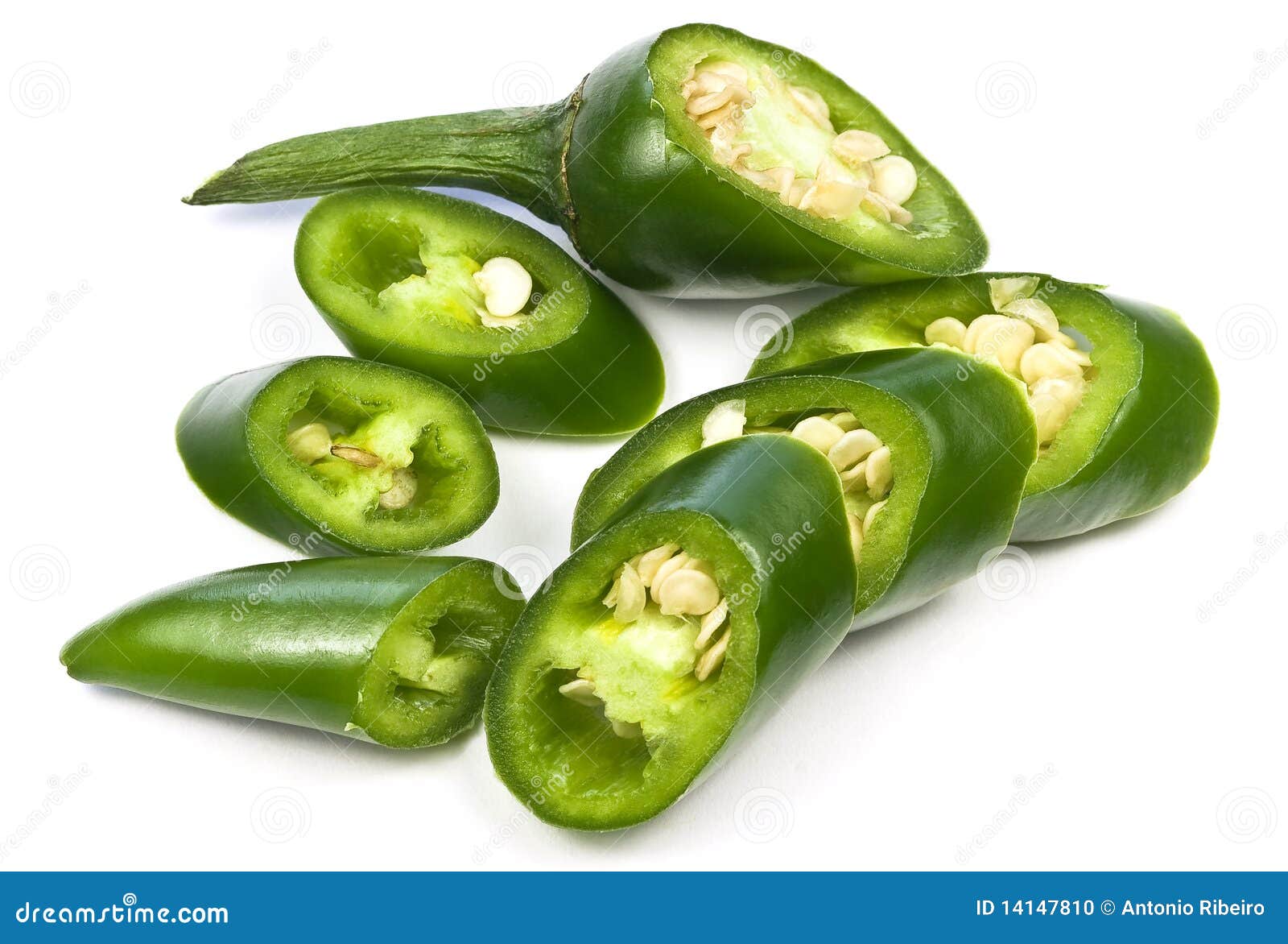 Green hot chilies stock photo. Image of white, isolated 14147810