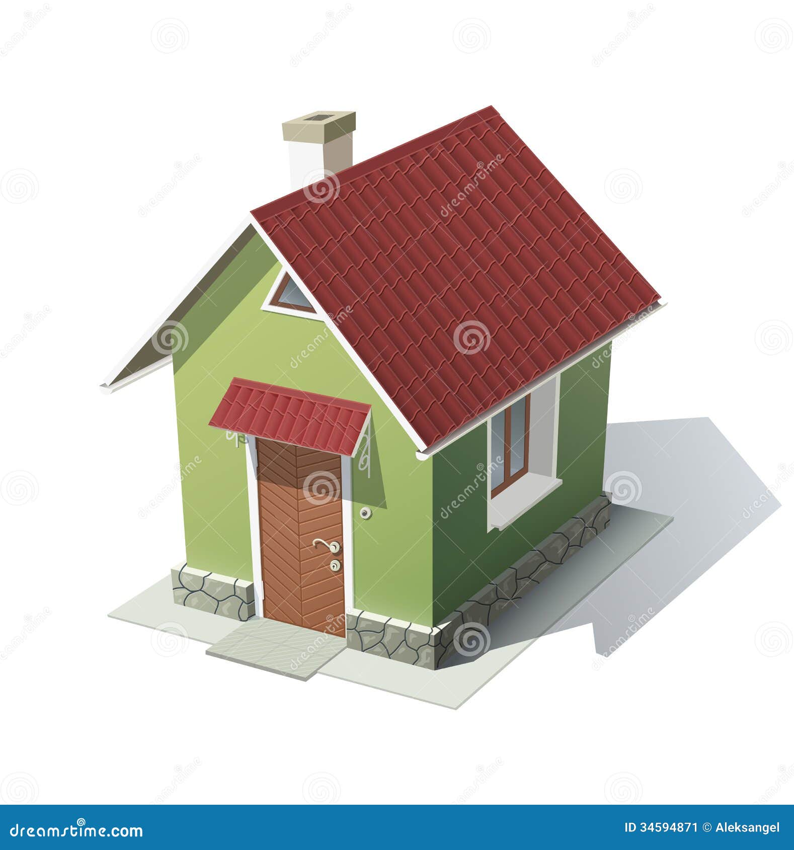 Green house with red roof stock vector. Illustration of ...