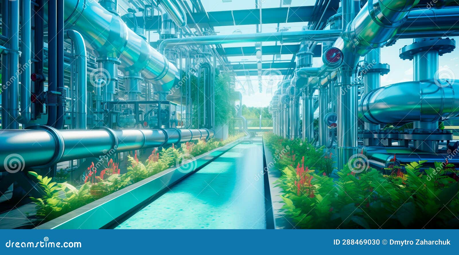 green hydrogen-powered desalination plant, combining clean water production and renewable energy.