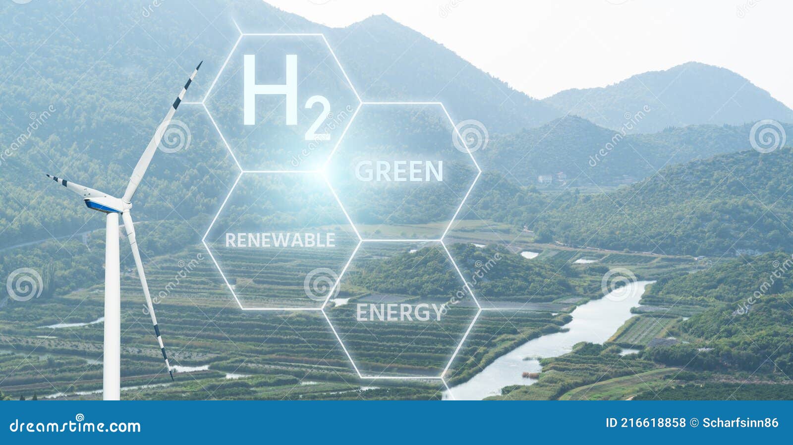 Green Hydrogen from Renewable Energy Sources Stock Photo Image of