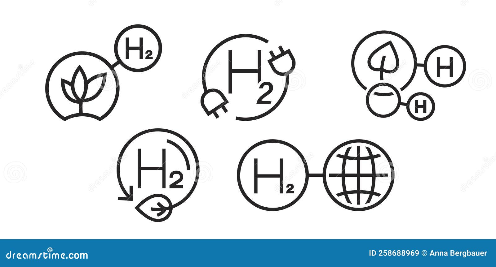 Green Hydrogen Symbols Collection. Editable Vector Illustration Stock ...