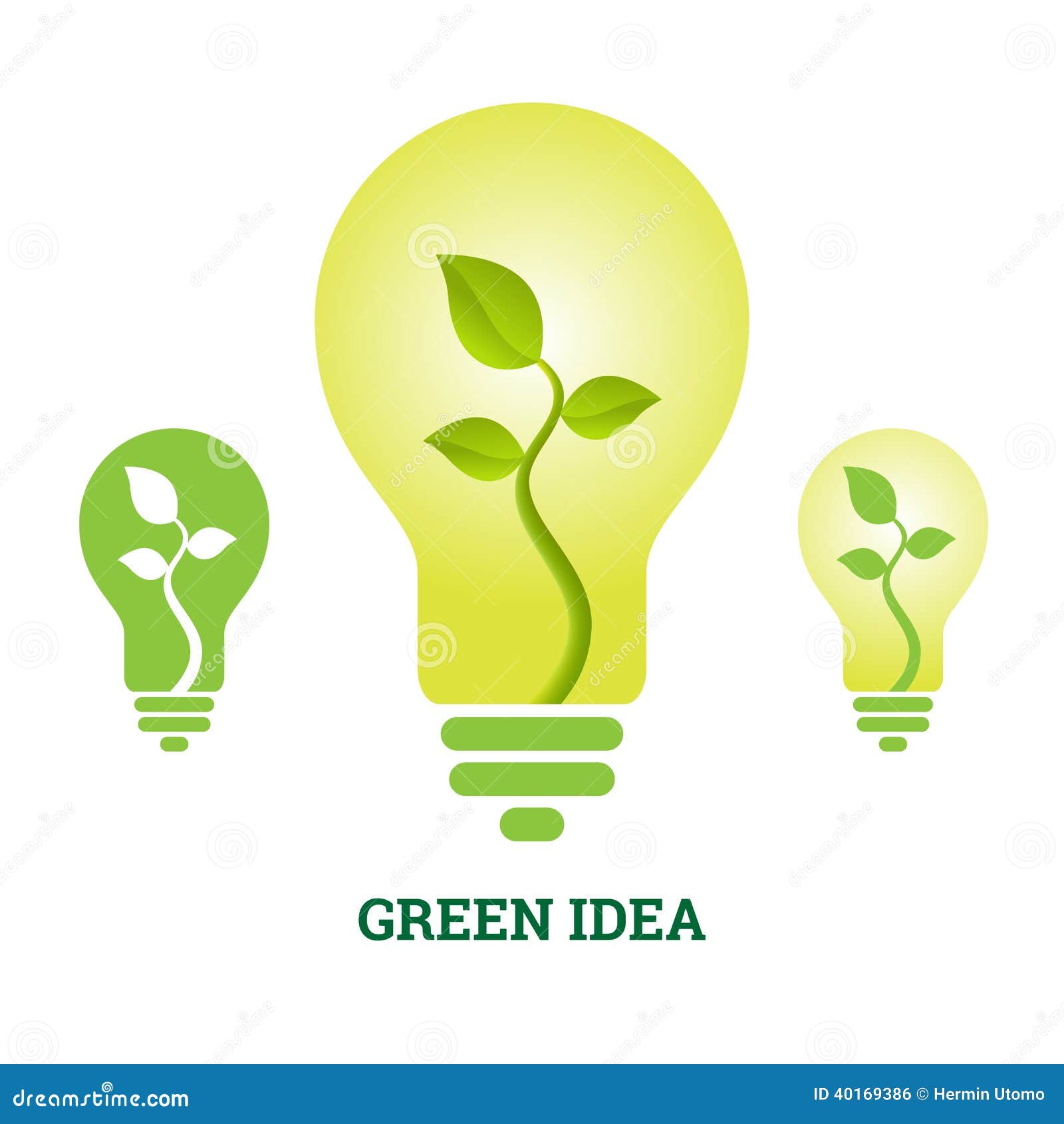 Green Idea Plant Light Bulb Stock Vector Illustration of design