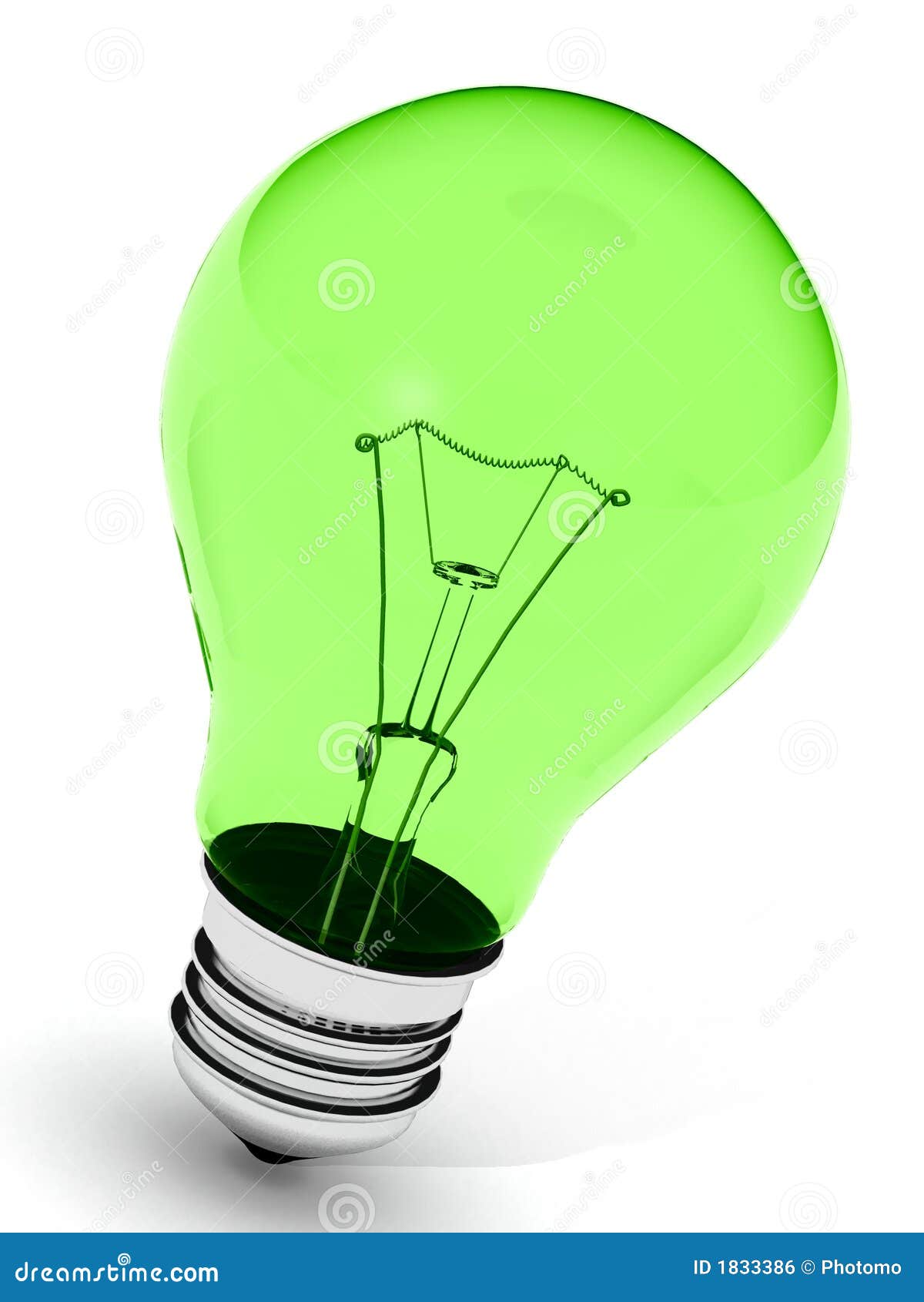 green incandescent light bulb